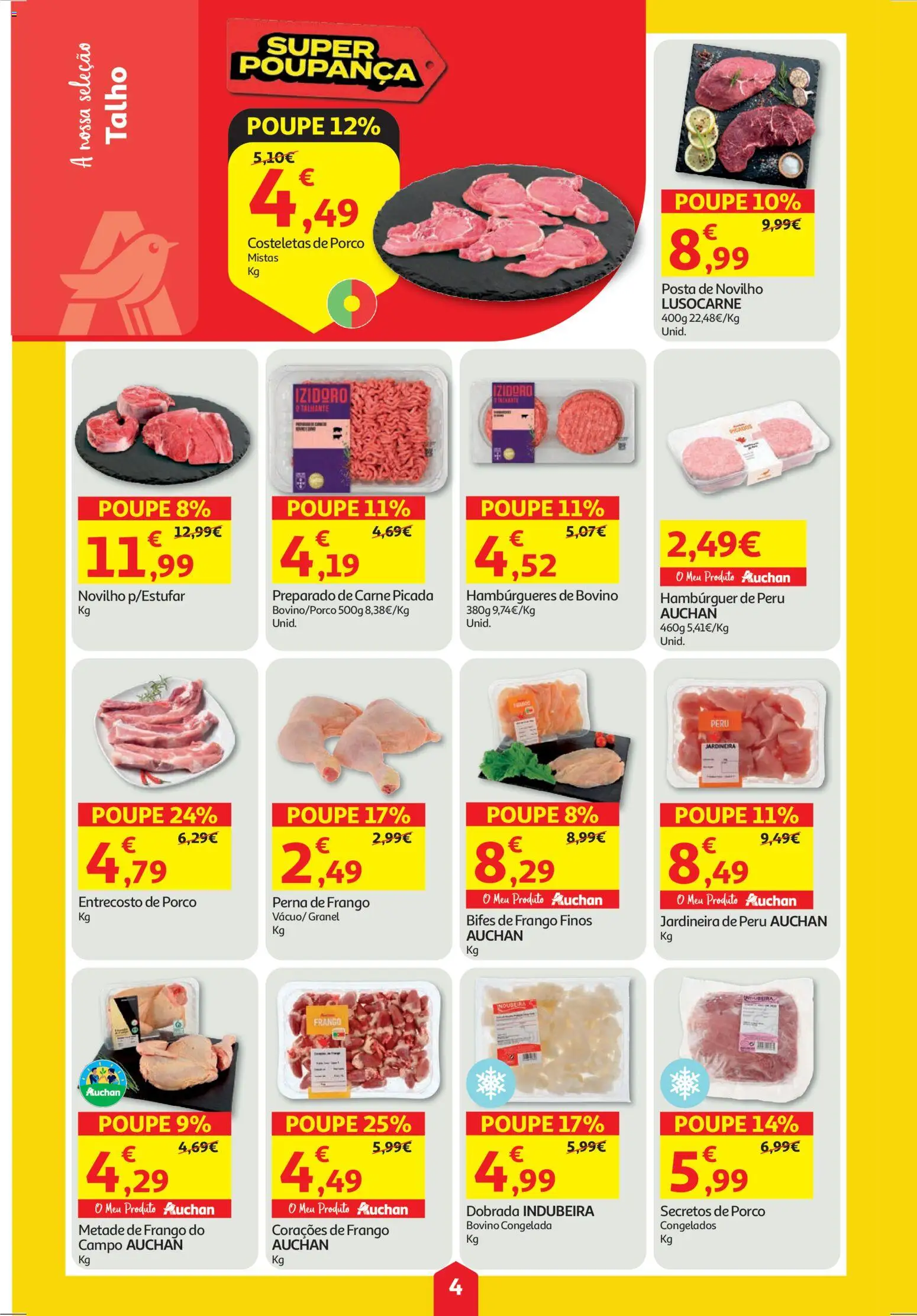 Auchan folheto │ válido de 23.10.2025 | Página: 4 | Produtos: Frango, Peru, Carne picada, Carne