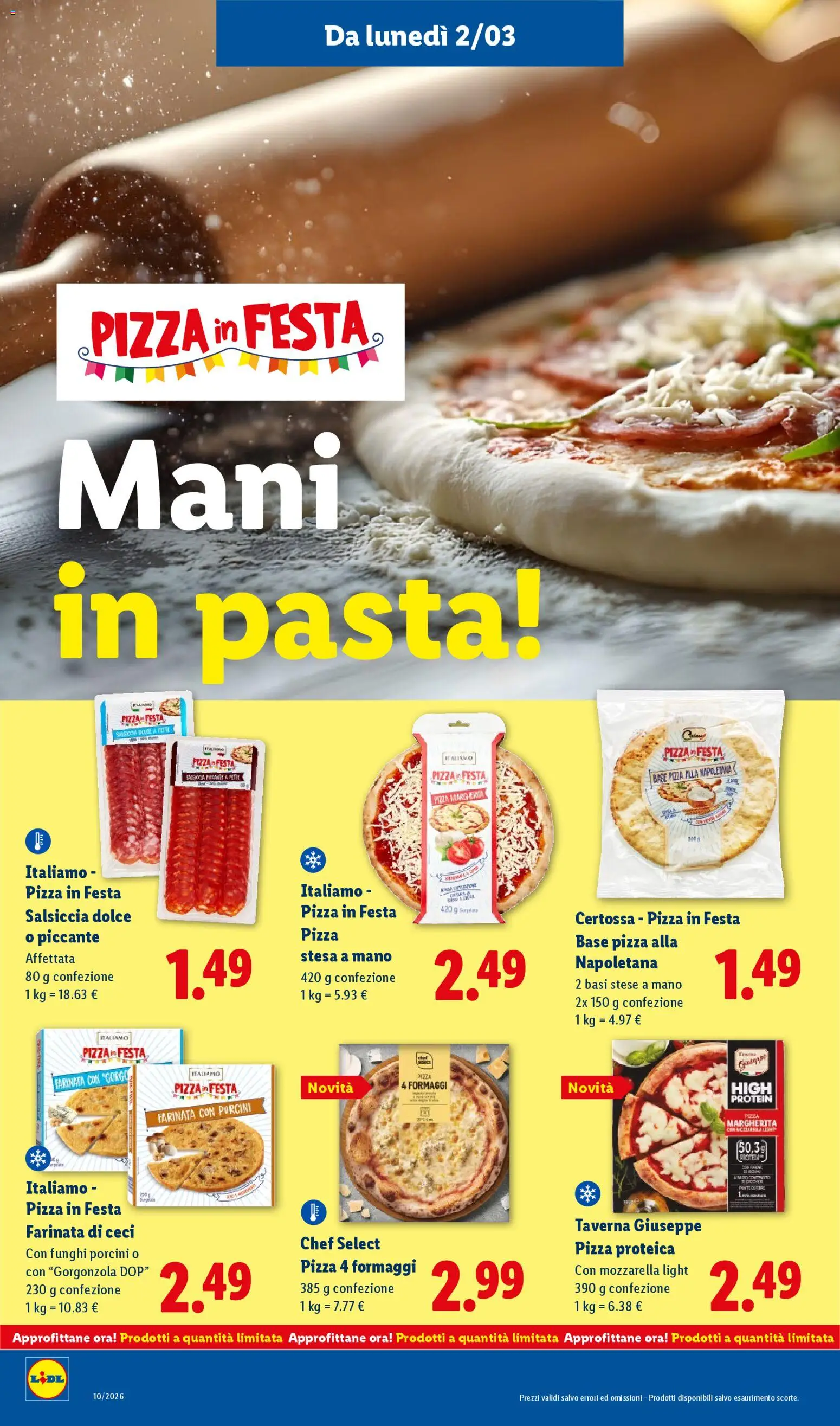 Volantino Lidl del 02.03.2026 | Pagina: 26 | Prodotti: Pizza, Ceci, Salsiccia, Gorgonzola