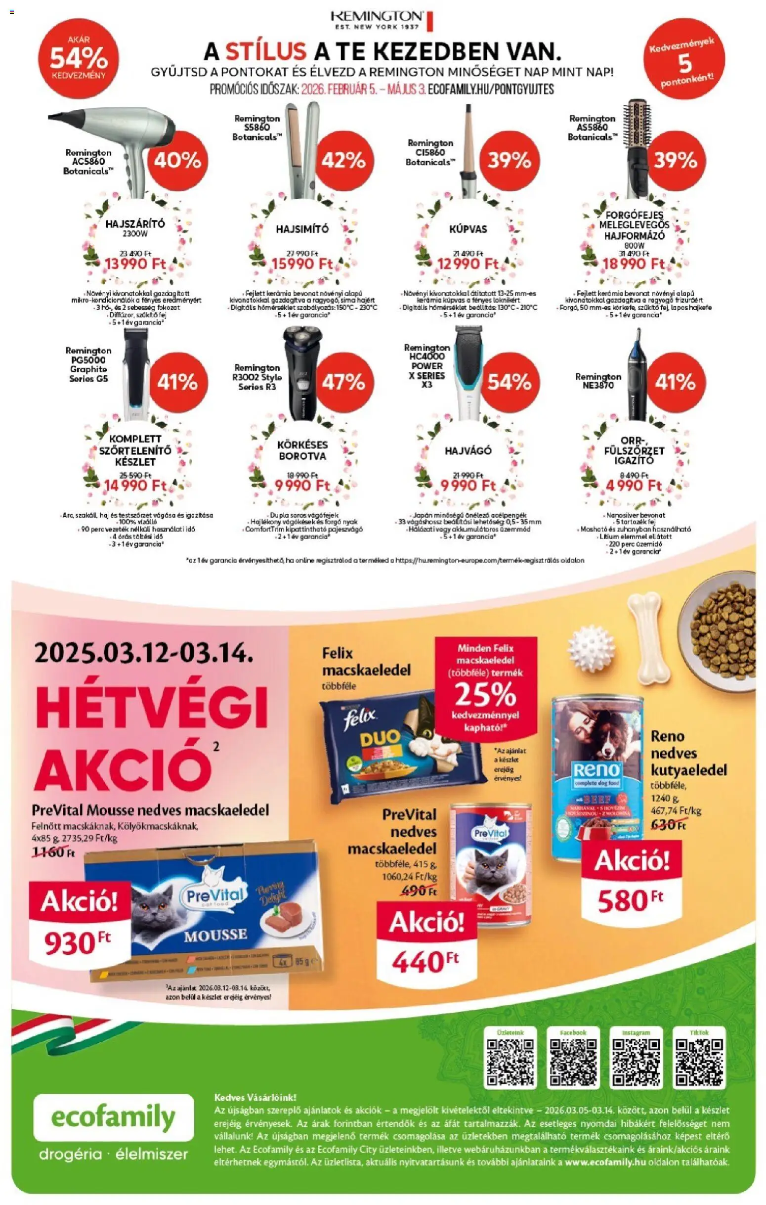 EcoFamily akciós ujság - amely érvényes a következő dátumtól: 05.03.2026 | Oldal: 16 | Termékek: Hajvágó, Macskaeledel, Hajformázó, Szőrtelenítő