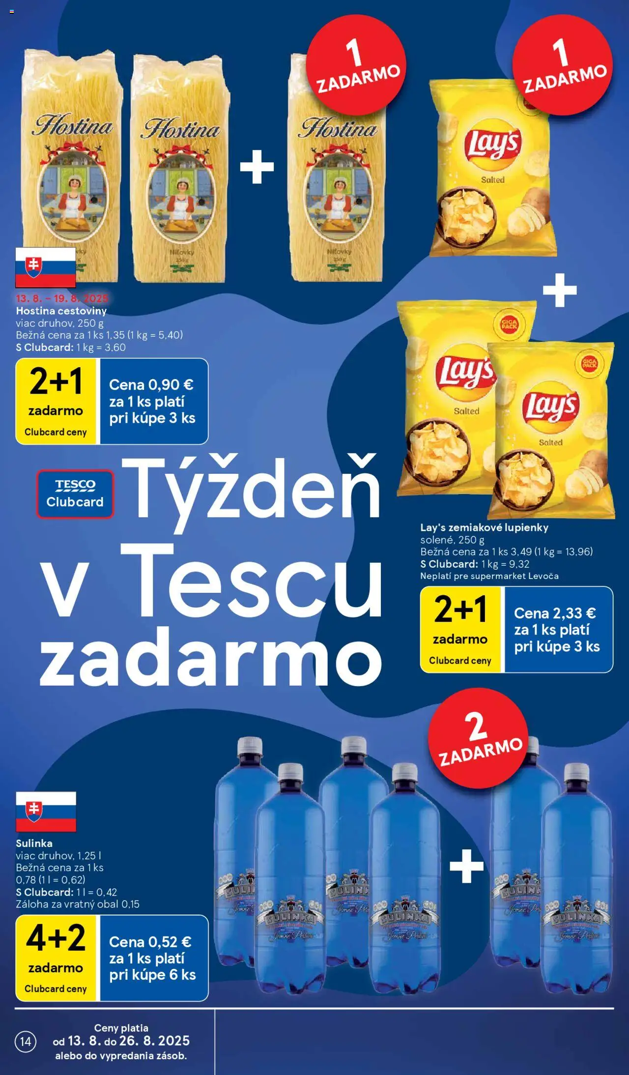 Tesco Supermarket - leták │ platný od 13.08.2025 | Strana: 14 | Produkty: Cestoviny, Sulinka