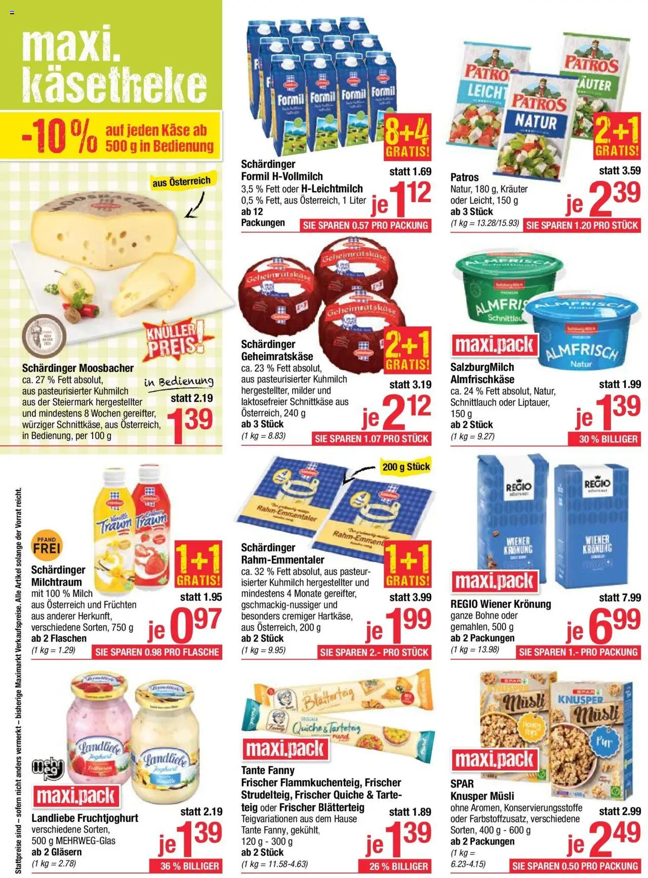 Maximarkt Flugblatt Anif, Bruck an der Großglocknerstraße gültig ab 04.08.2025 | Seite: 6 | Produkte: Milch, Käse