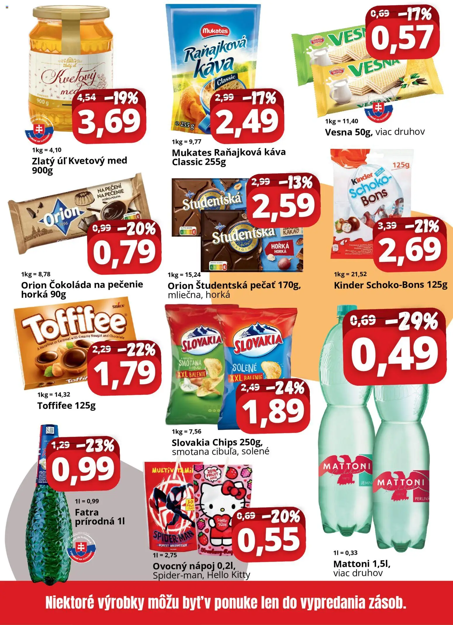 Nové CBA Komfos akcie – leták je platný od 31.10.2025 | Strana: 3 | Produkty: Káva, Kinder, Fatra, Med