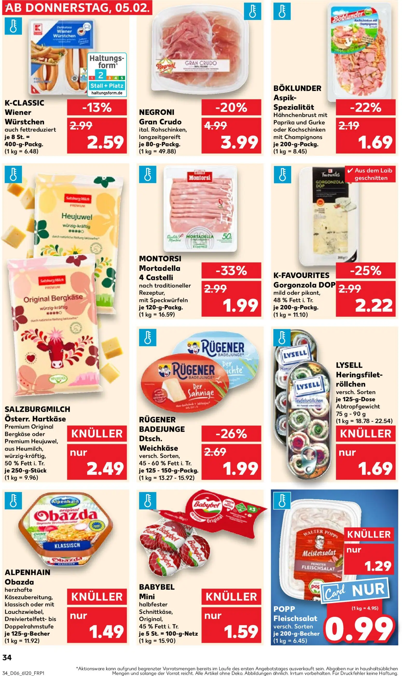 Kaufland prospekt Bremen	 – gültig ab 05.02.2026 | Seite: 34 | Produkte: Champignons, Paprika, Babybel, Hahnchenbrust