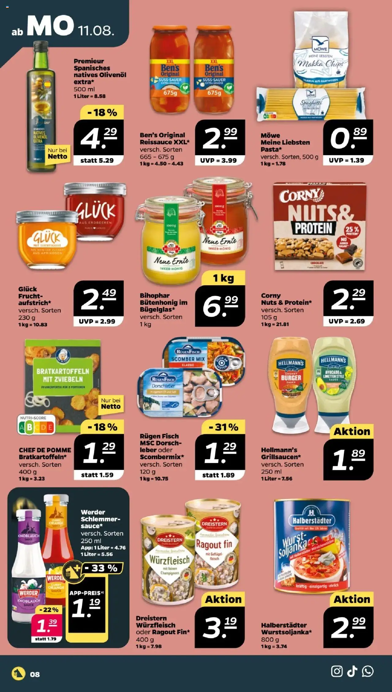 Netto Prospekt 	 - gültig ab dem 11.08.2025 | Seite: 8 | Produkte: Limetten, Burger, Champignons, Gemüse