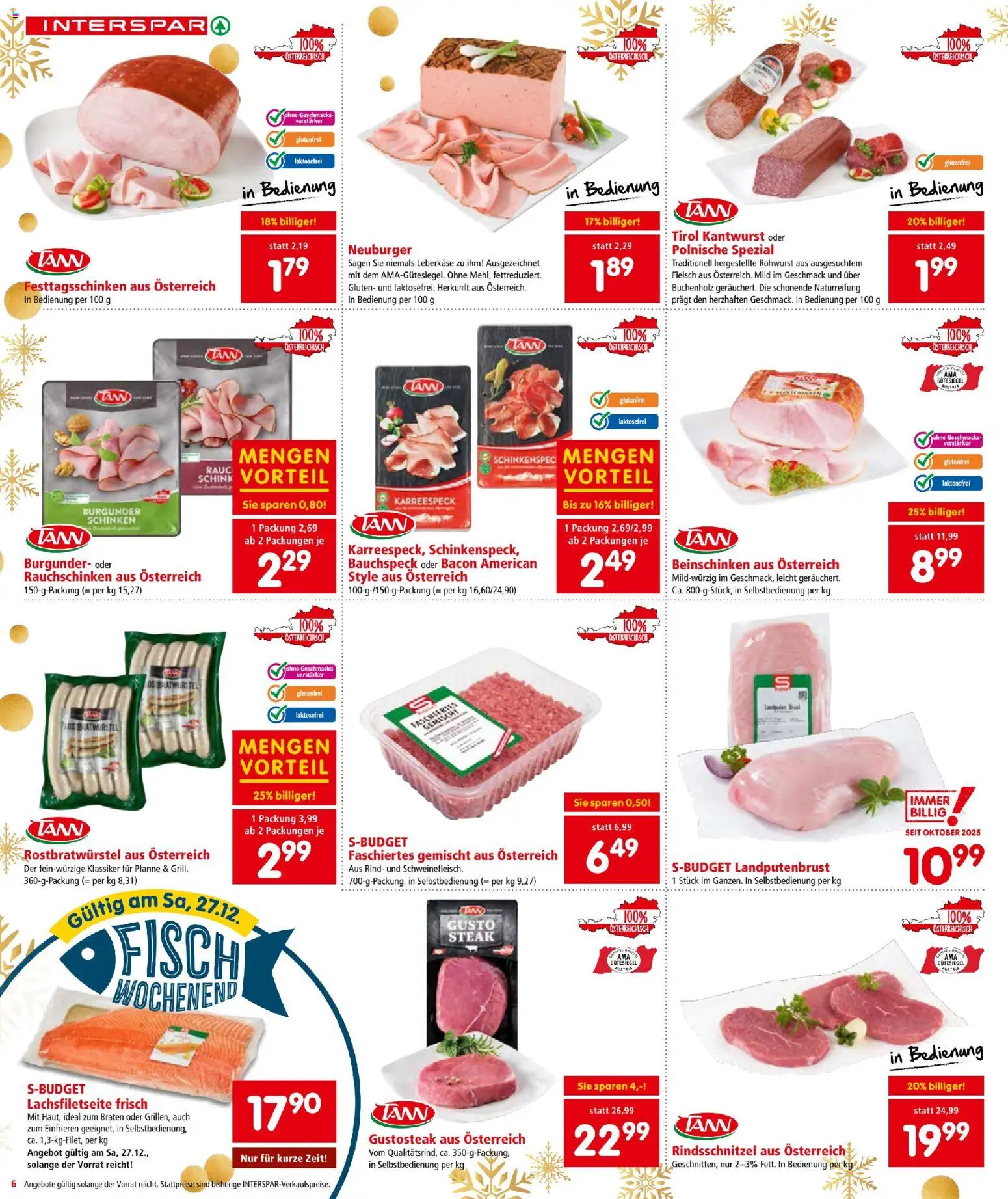Interspar Flugblatt gültig ab 23.12.2025 | Seite: 6 | Produkte: Schinken, Fisch