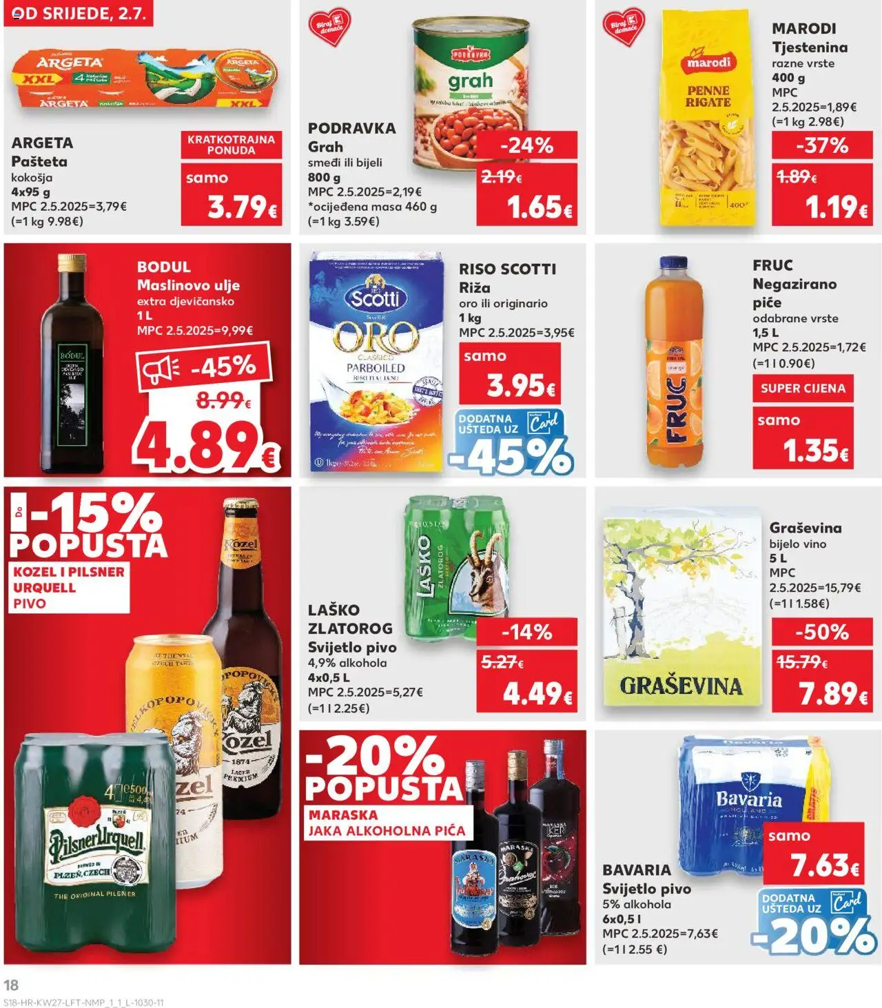Kaufland katalog | vrijedi od 02.07.2025 | Stranica: 18 | Proizvodi: Ulje, Podravka, Pivo, Laško