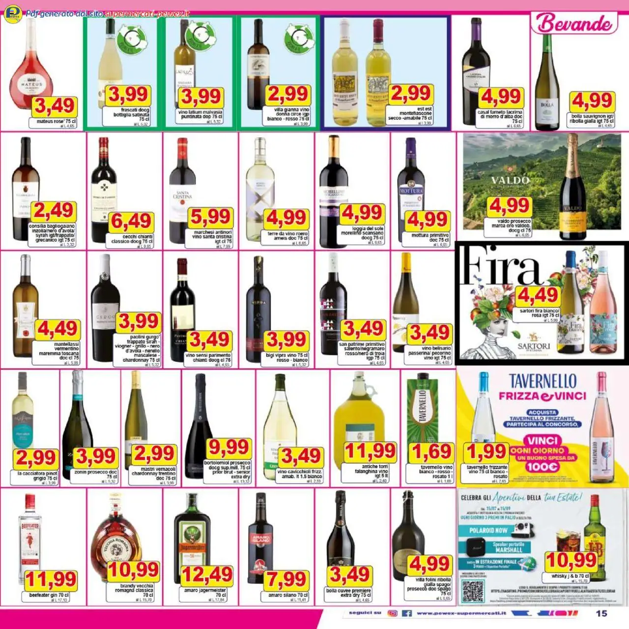 Volantino Pewex del 18.08.2025 | Pagina: 15 | Prodotti: Gin, Vino, Vino bianco, Brandy