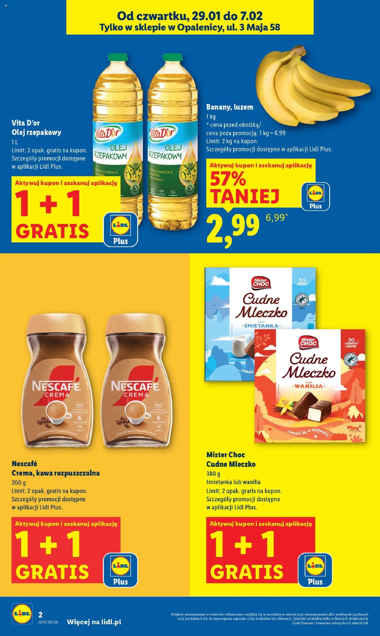 Lidl Gazetka - Wielkie otwarcie w Opalenicy od 29.01.2026 | Strona: 2 | Produkty: Nescafe, Kawa rozpuszczalna, Olej, Kawa