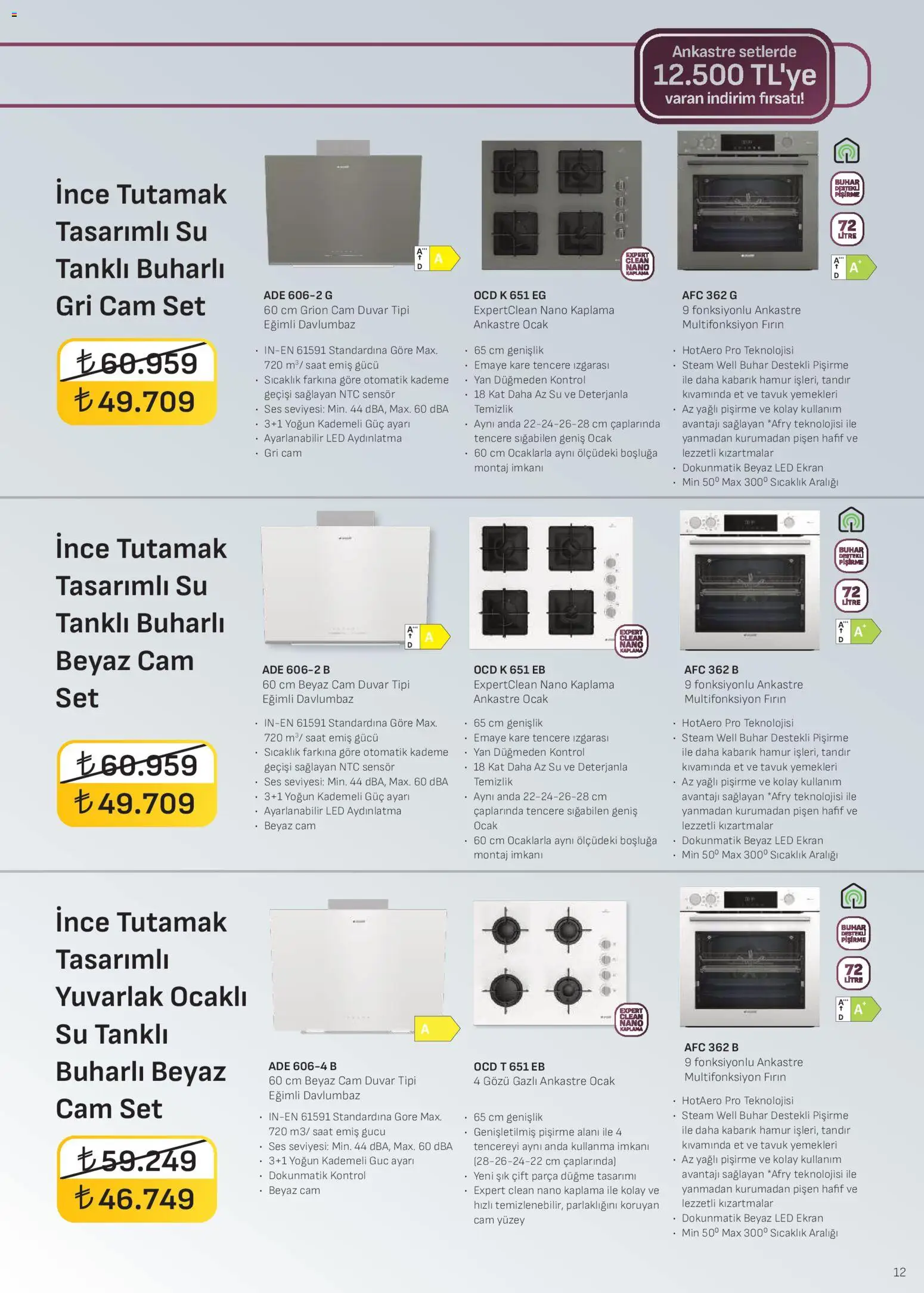Arçelik Ankastre Kataloğu - 01.02.2026 tarihinden itibaren geçerlidir | Sayfa: 12