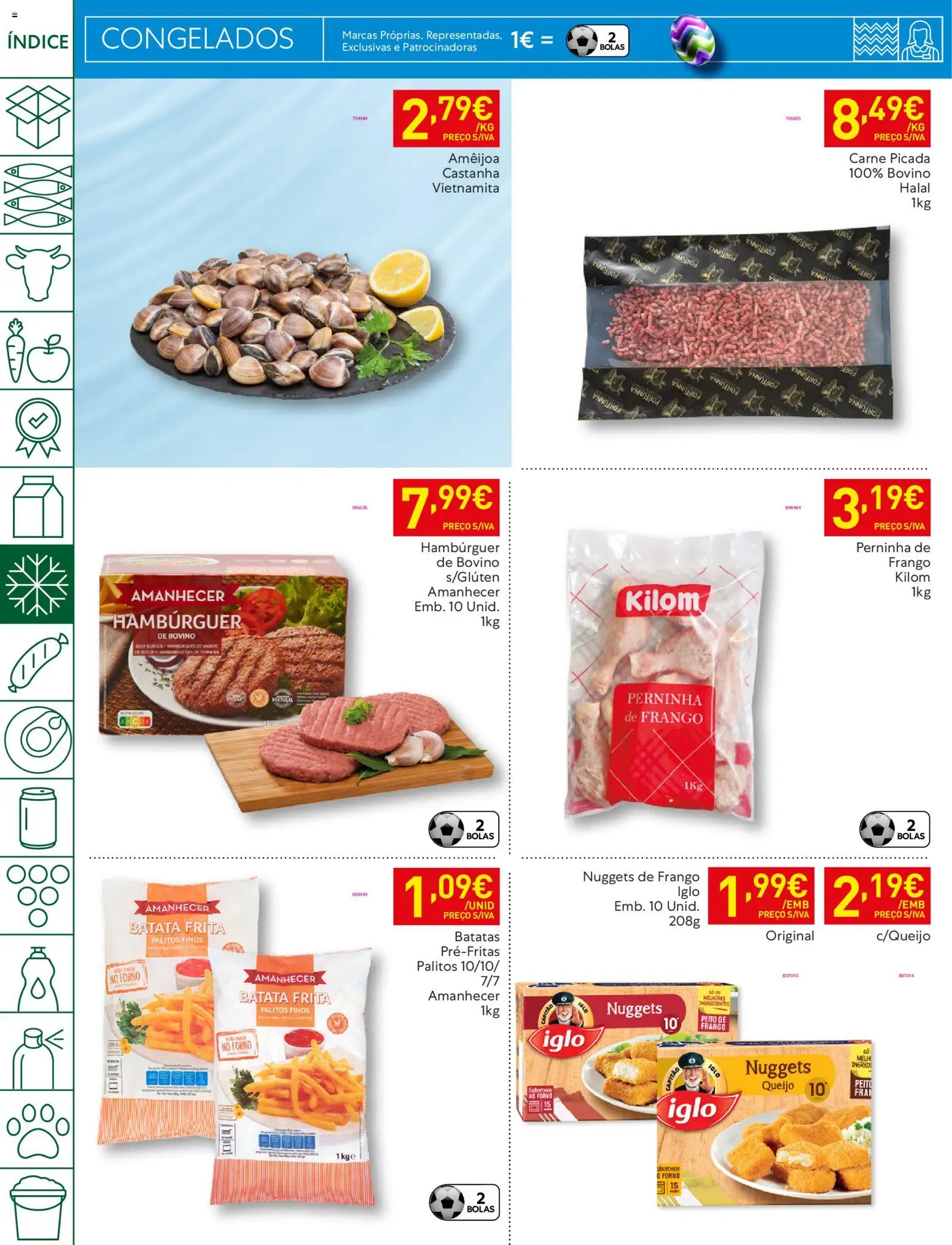 Recheio folheto │ válido de 31.03.2026 | Página: 22 | Produtos: Nuggets de frango, Batata frita, Hambúrguer, Queijo