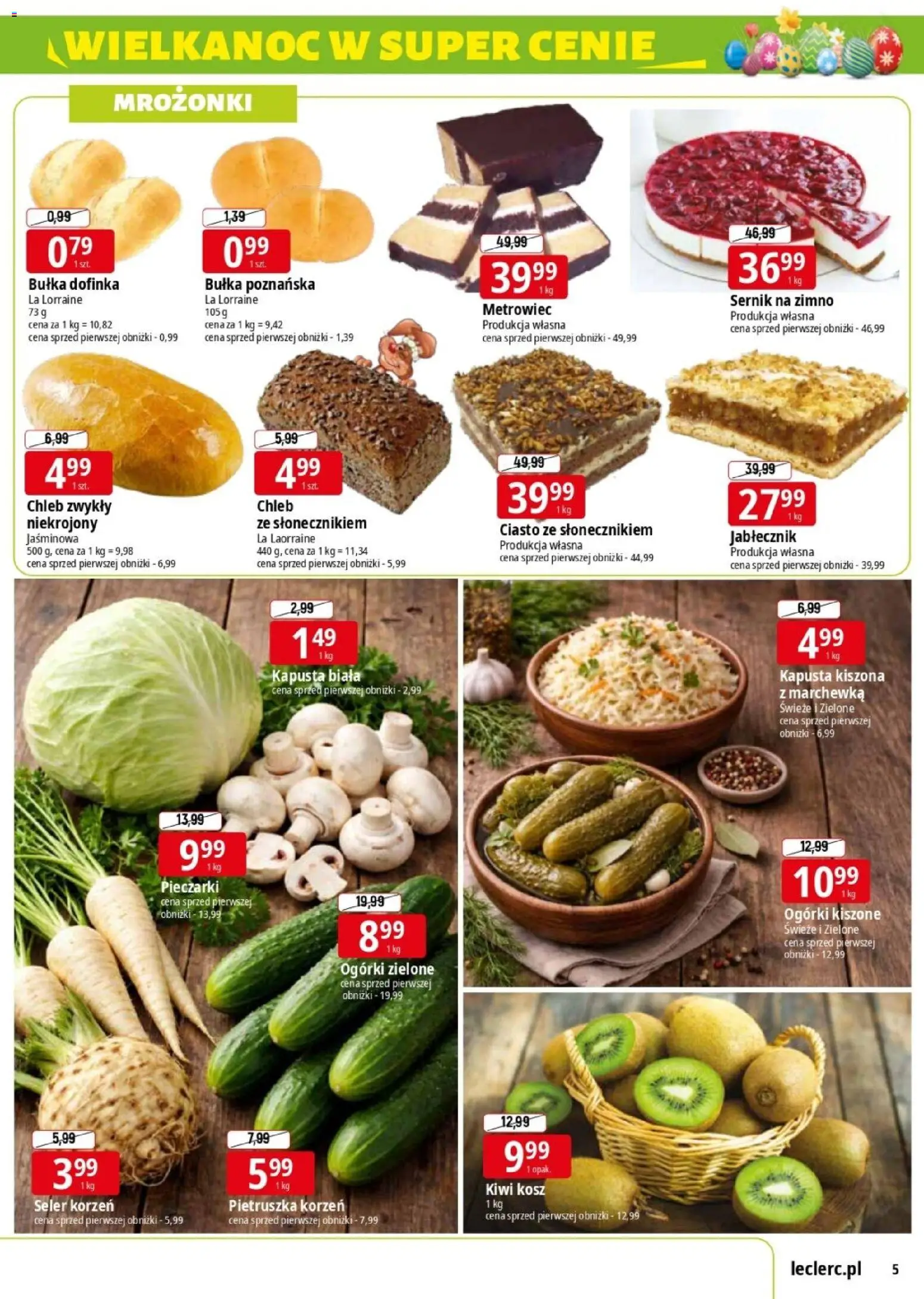 E.Leclerc gazetka - Elbląg II od 30.03.2026 | Strona: 5 | Produkty: Kapusta kiszona, Bułka, Bułka poznańska, Kiwi