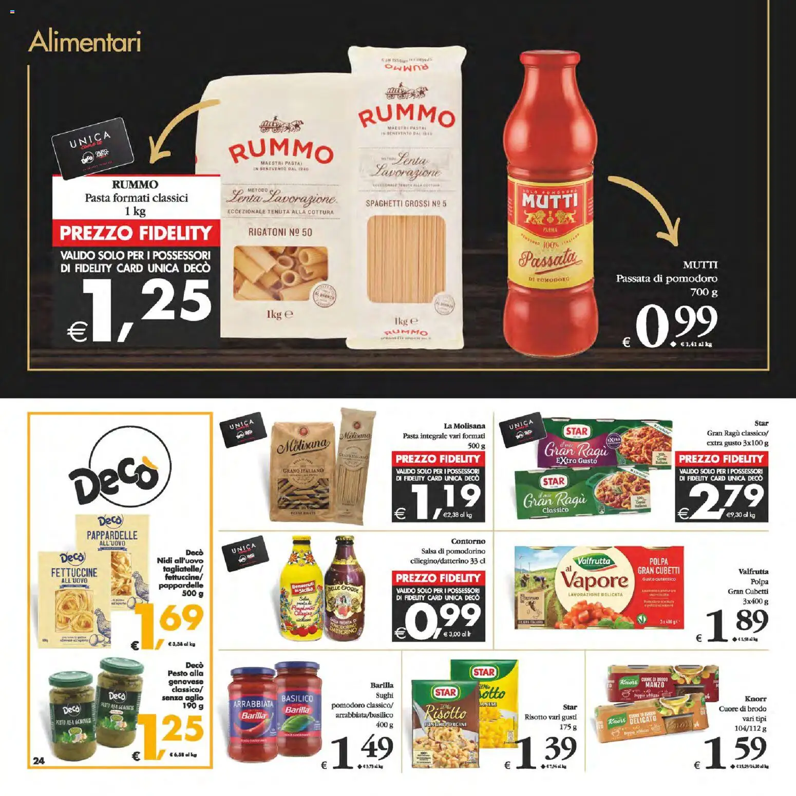 Volantino Decò del 24.02.2026 | Pagina: 24 | Prodotti: Pomodoro, Aglio, Basilico, Mutti