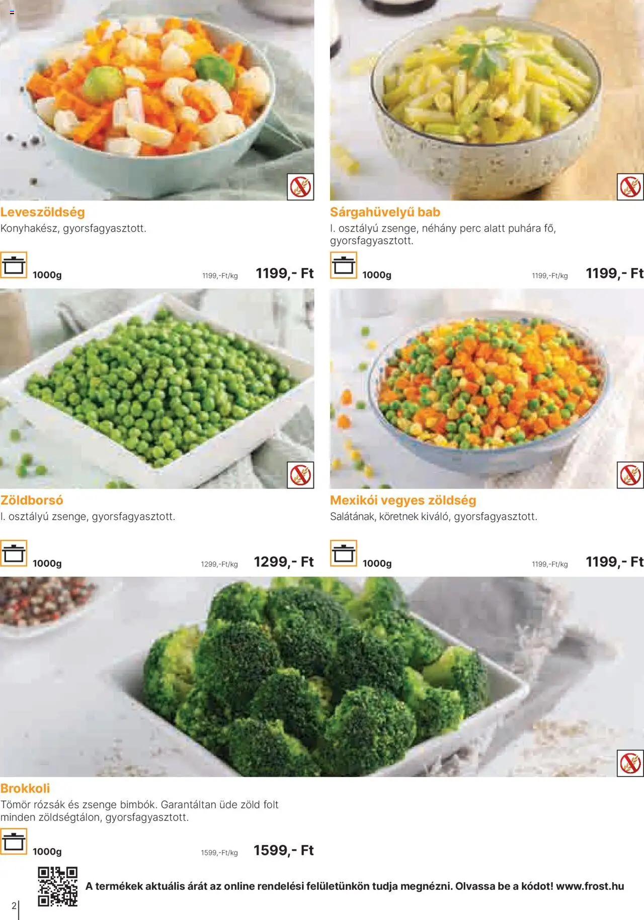 Family Frost akciós ujság - amely érvényes a következő dátumtól: 01.10.2025 | Oldal: 2 | Termékek: Zöldborsó, Zöldség, Brokkoli
