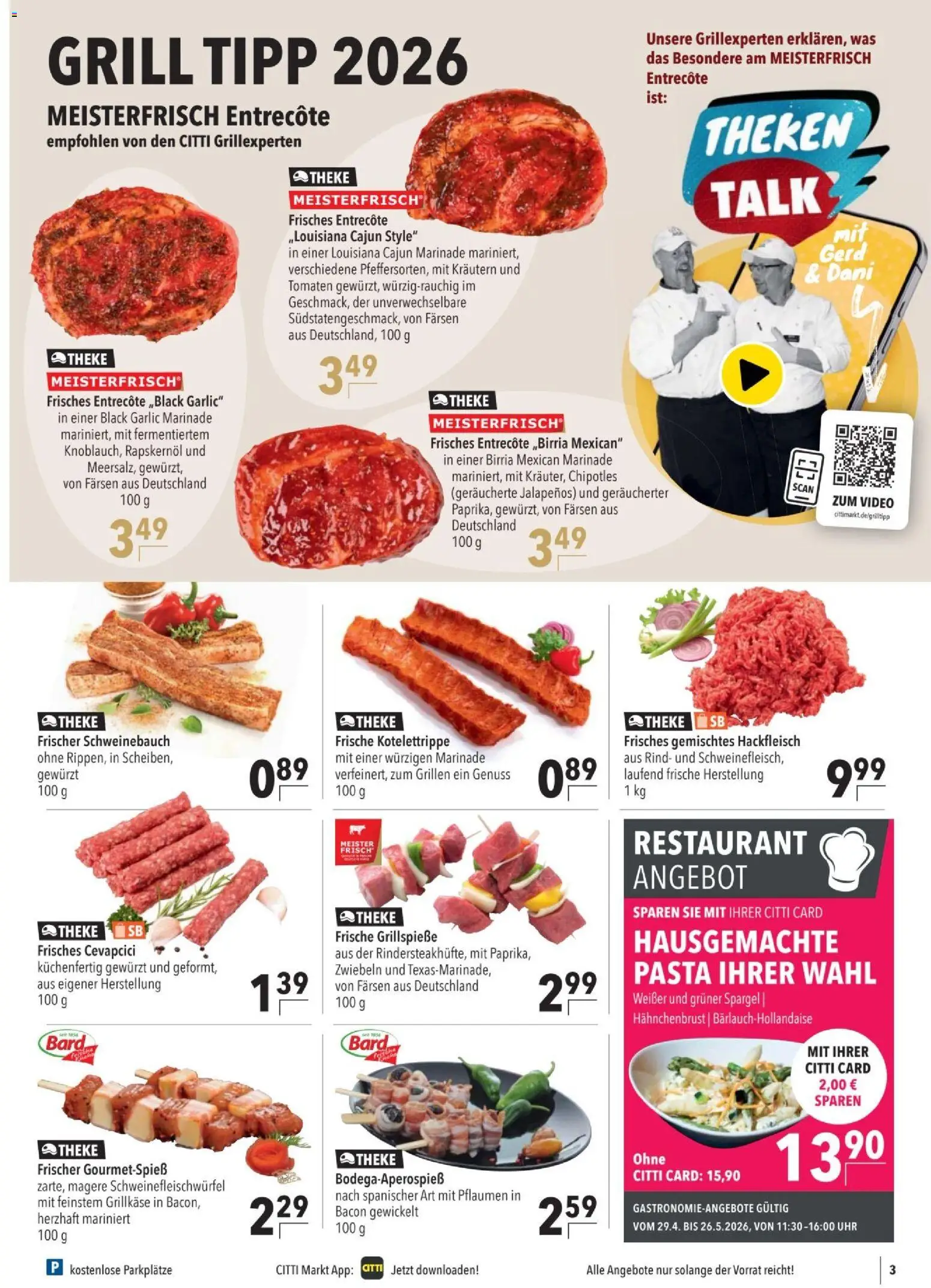 CITTI tilbudsavis – gyldig fra 29.04.2026 | Side: 3 | Produkter: Entrecote, Bacon, Video, Grill