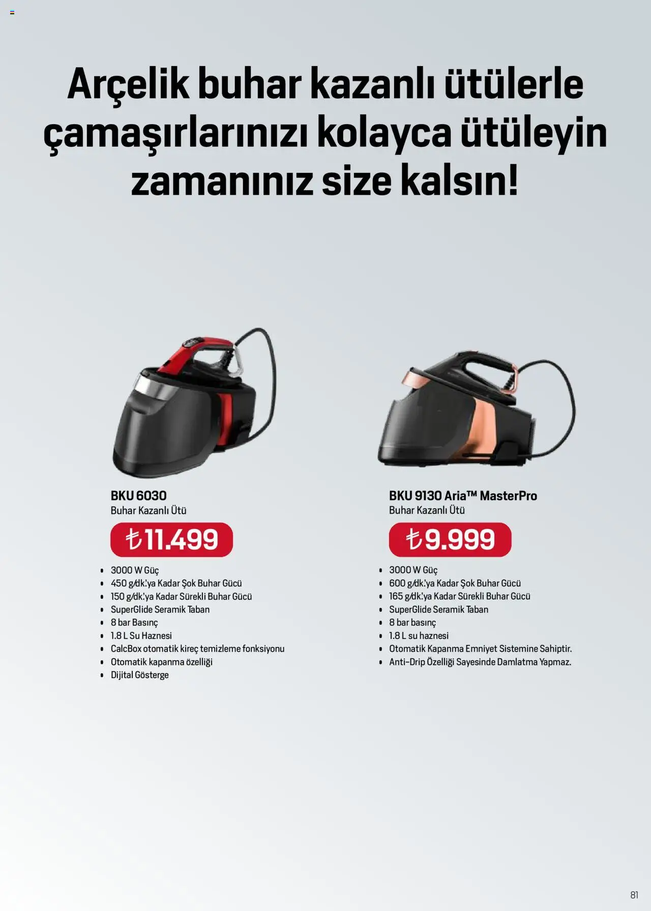 Arçelik Katalog - 01.06.2025 tarihinden itibaren geçerlidir | Sayfa: 81 | Ürünler: Su, Ütü