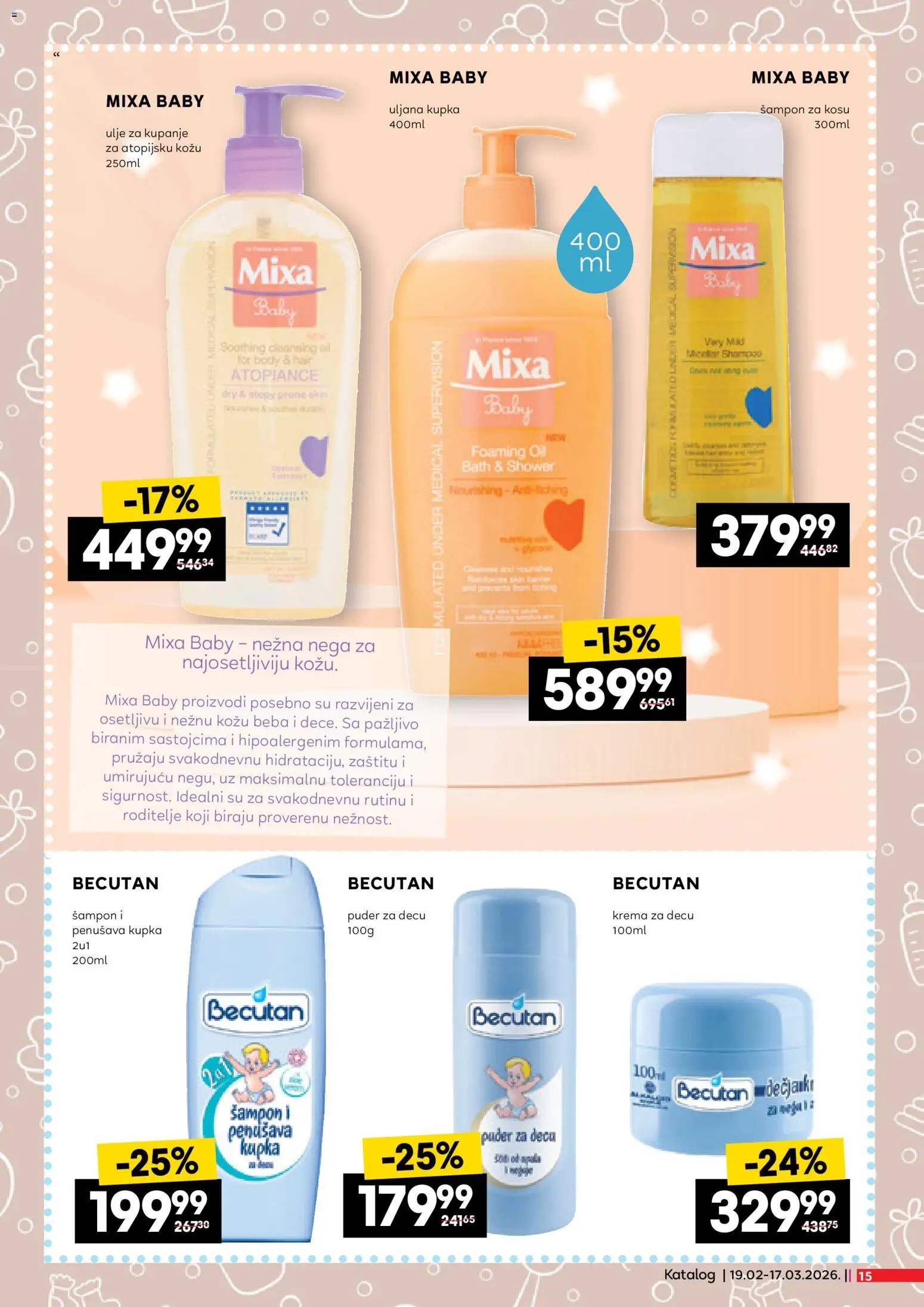 Roda katalog - važi od 19.02.2026 | Strana: 15 | Proizvode: Mixa, Puder, Šampon, Krema