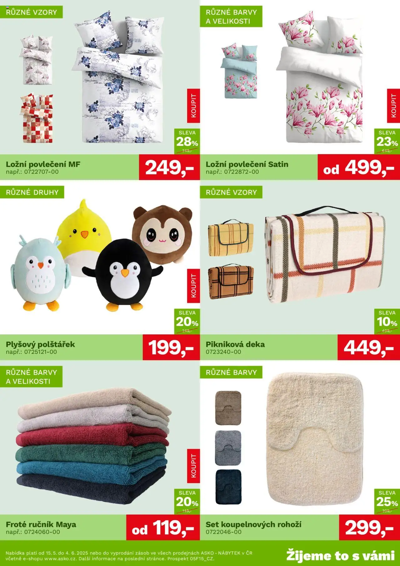 ASKO nábytek leták - Bytové doplňky za skvělé ceny od 15.05.2025 | Strana: 3 | Produkty: Ručník, Povlečení, Barvy, Pikniková deka