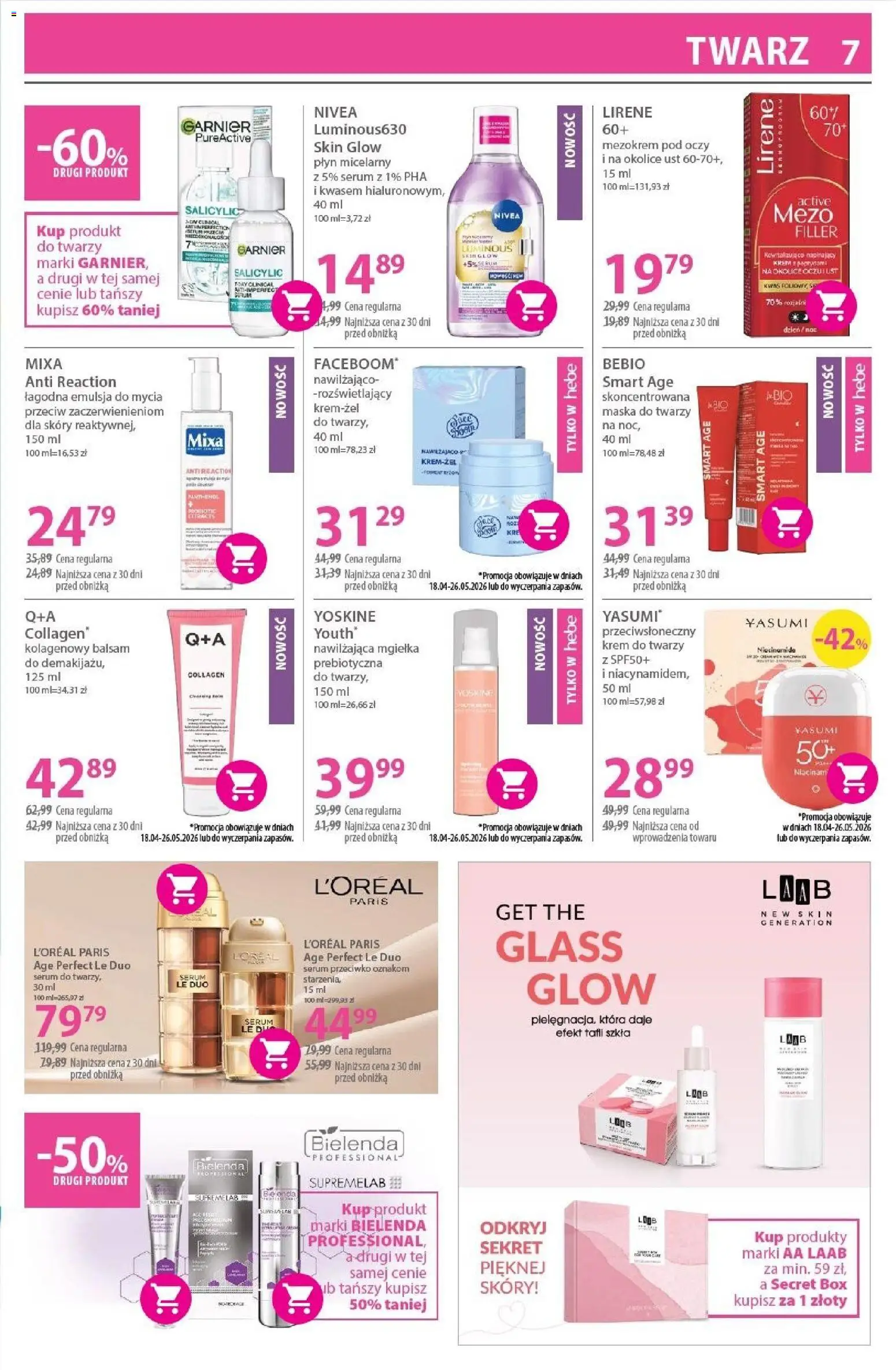 Hebe gazetka od 18.04.2026 | Strona: 7 | Produkty: Maska, Krem, Krem do twarzy