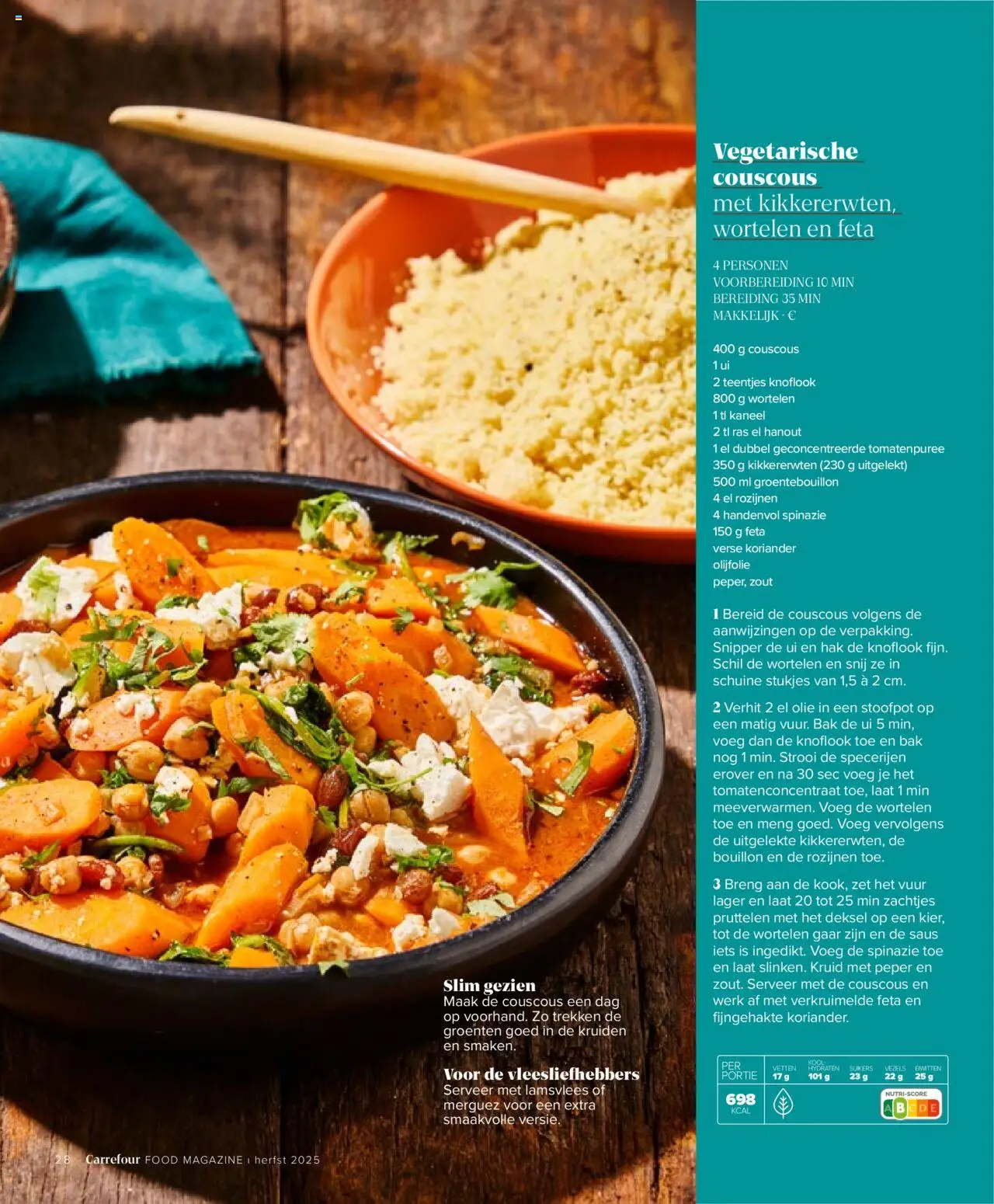 {H1} | Pagina: 28 | Producten: Rozijnen, Saus, Peper, Kool