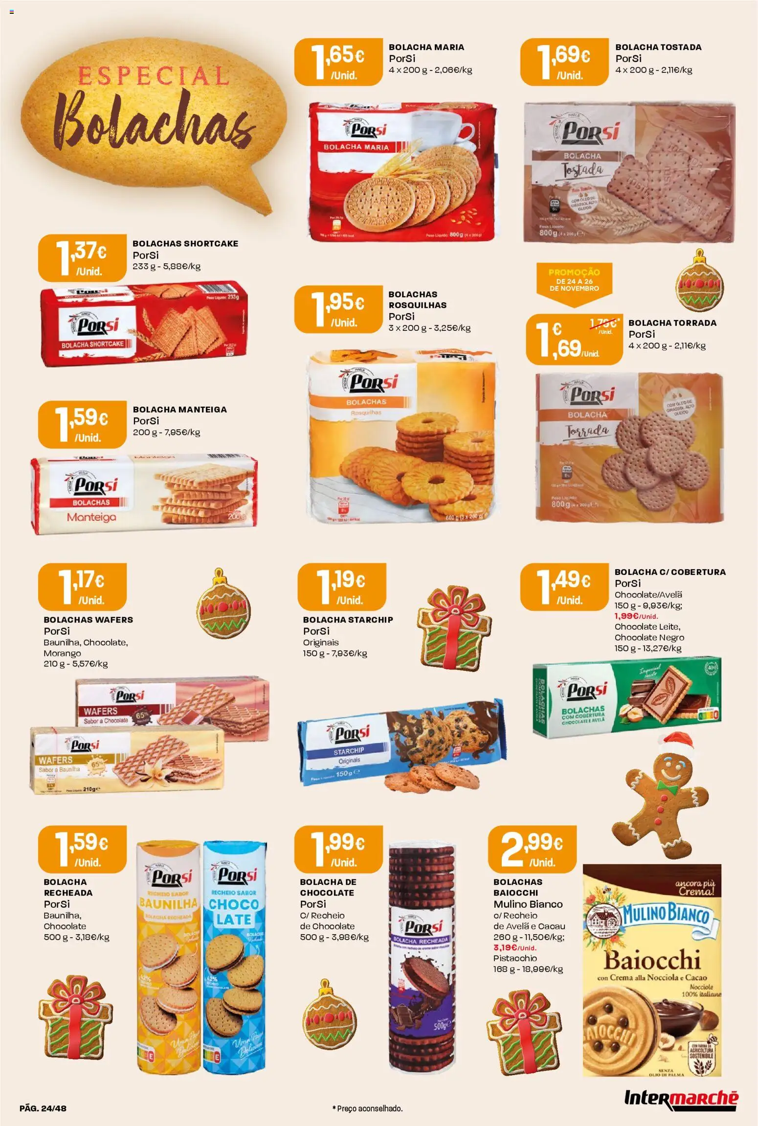 Intermarché folheto │ válido de 20.11.2025 | Página: 24 | Produtos: Bolachas, Manteiga, Óleo, Chocolate