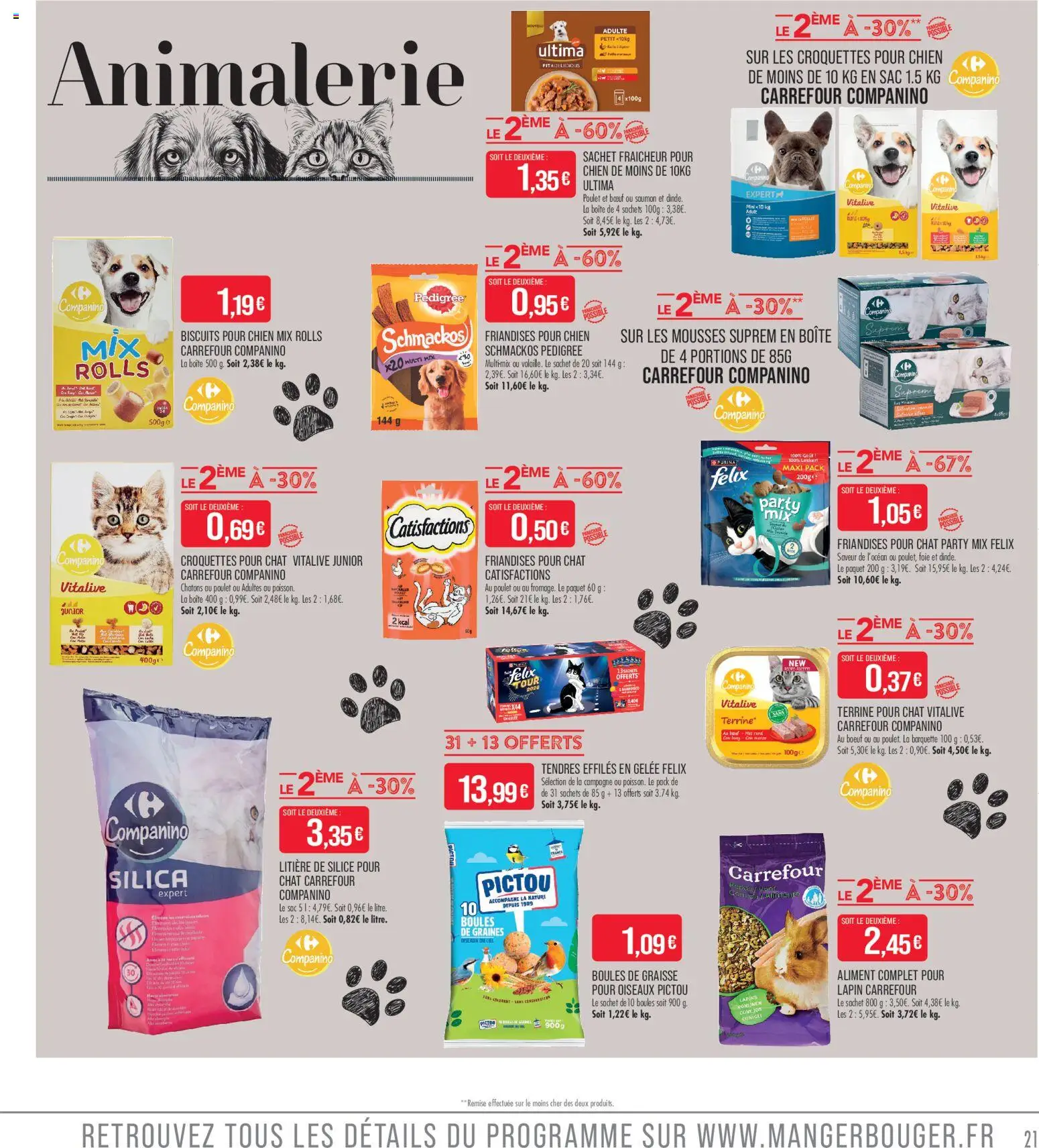 {H1} | Page: 21 | Produits: Lapin, Litière, Croquettes pour chien, Gelée