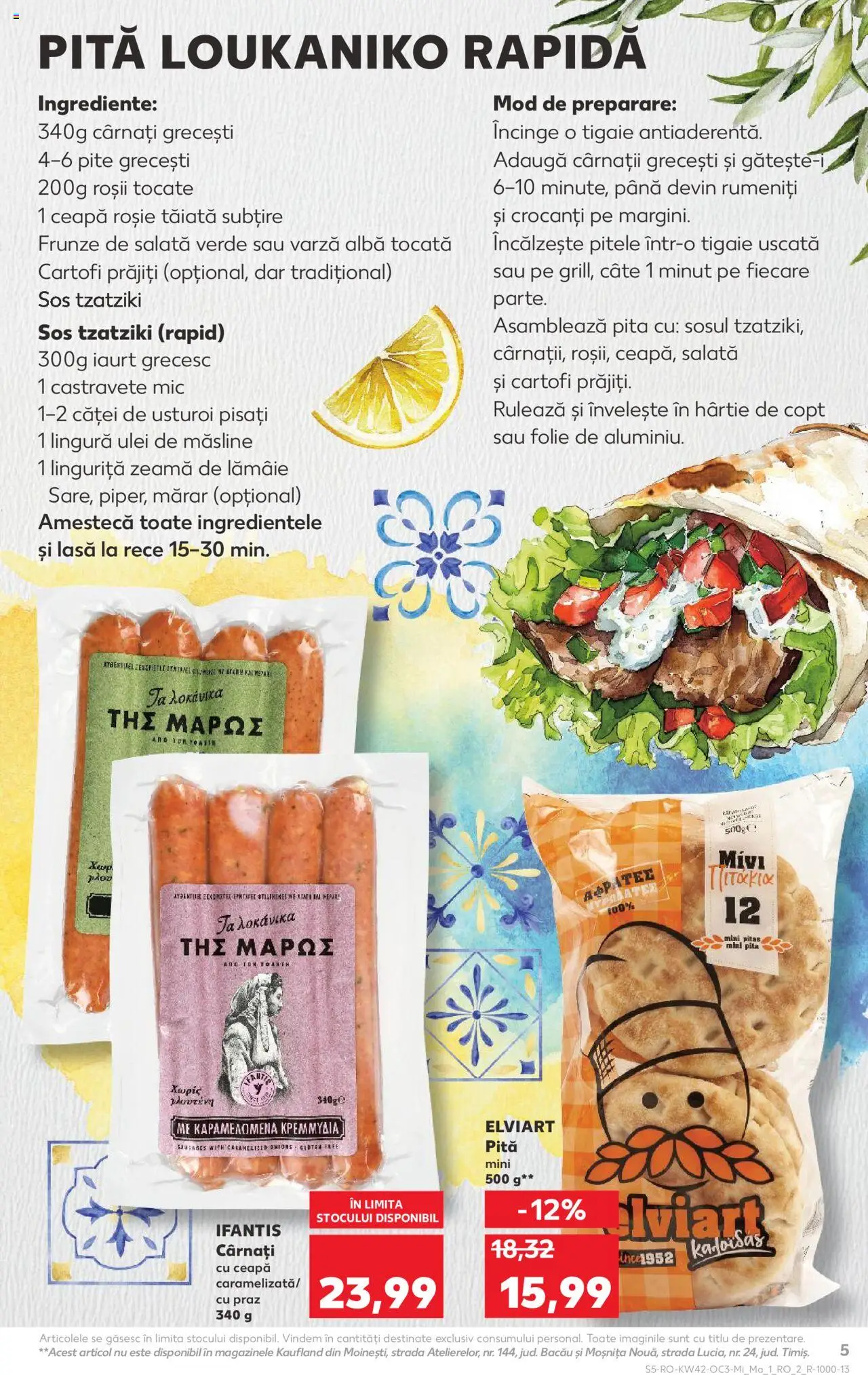 Kaufland RO akciós ujság - amely érvényes a következő dátumtól: 15.10.2025 | Oldal: 5 | Termékek: Pita, Saláta
