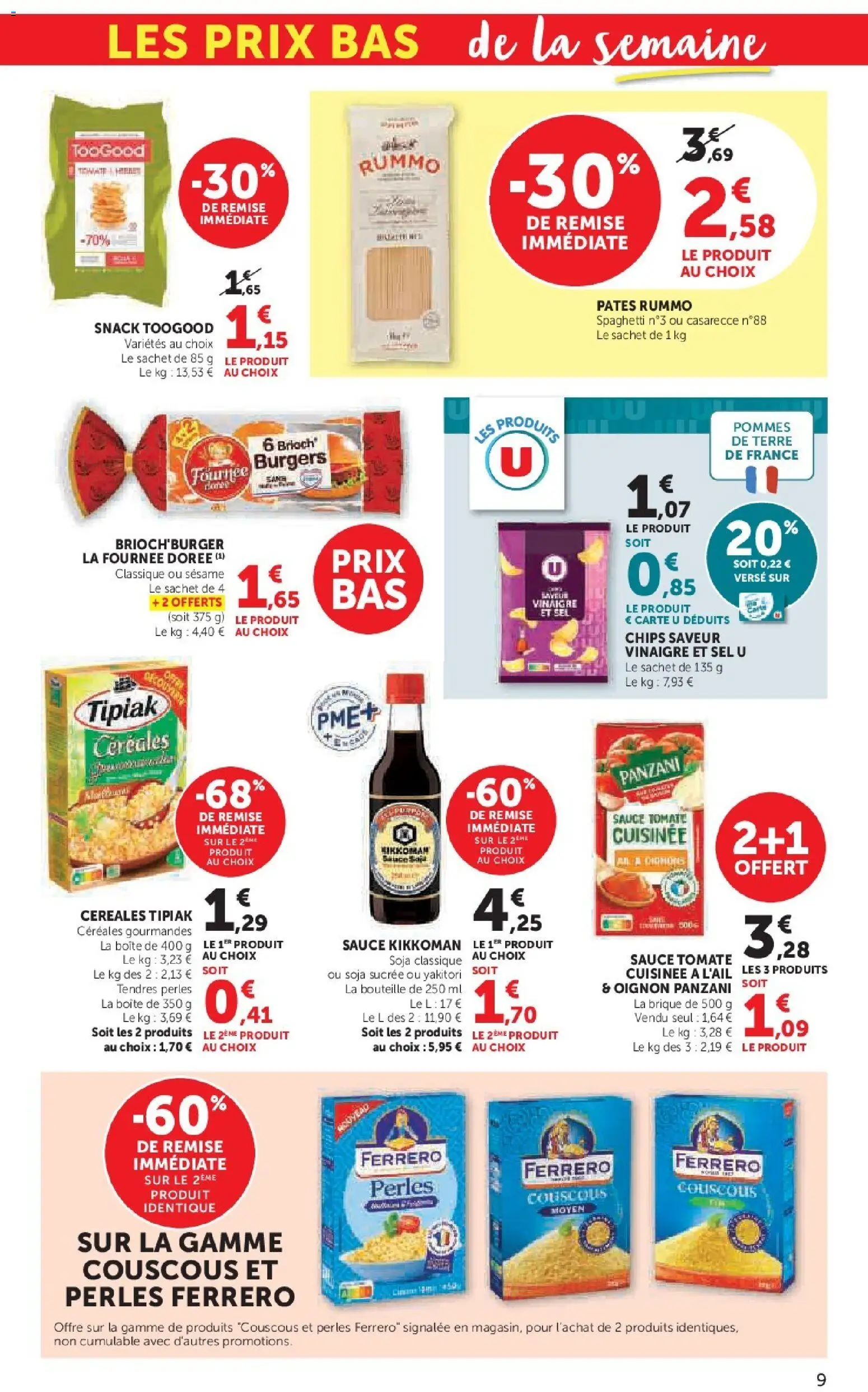 {H1} | Page: 9 | Produits: Spaghetti, Vinaigre, Pommes, Chips