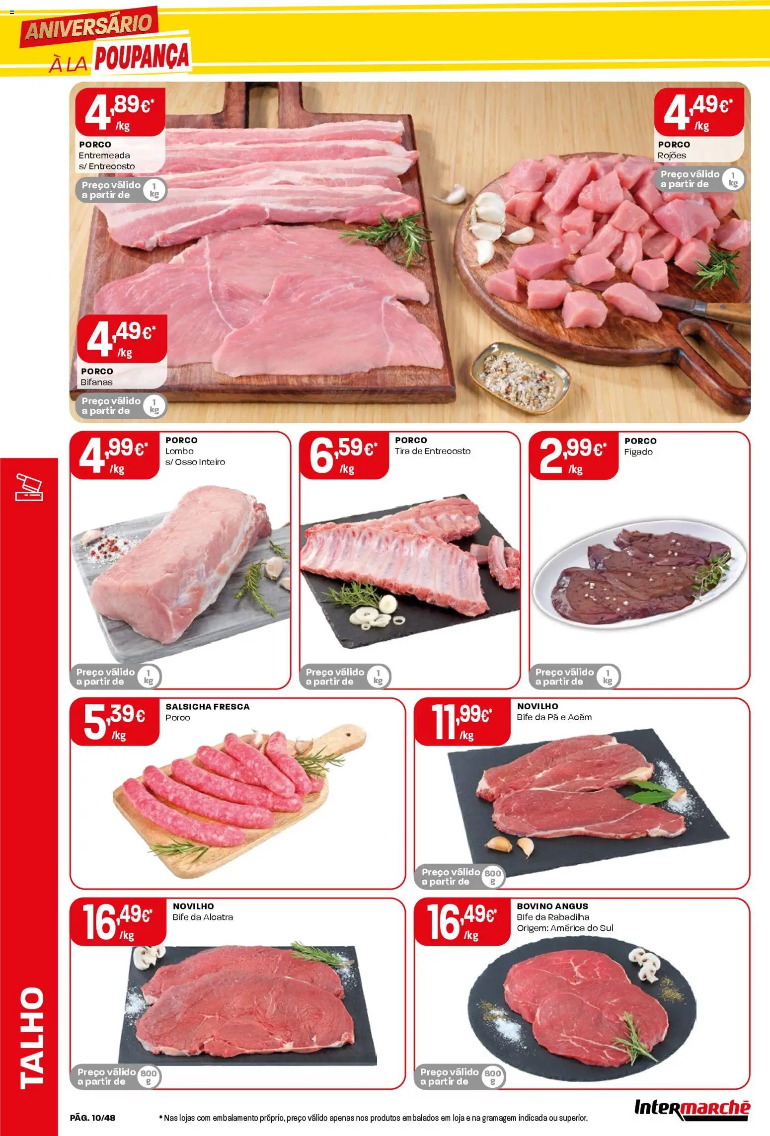 Intermarché folheto │ válido de 23.10.2025 | Página: 10 | Produtos: Salsicha, Lombo, Pá