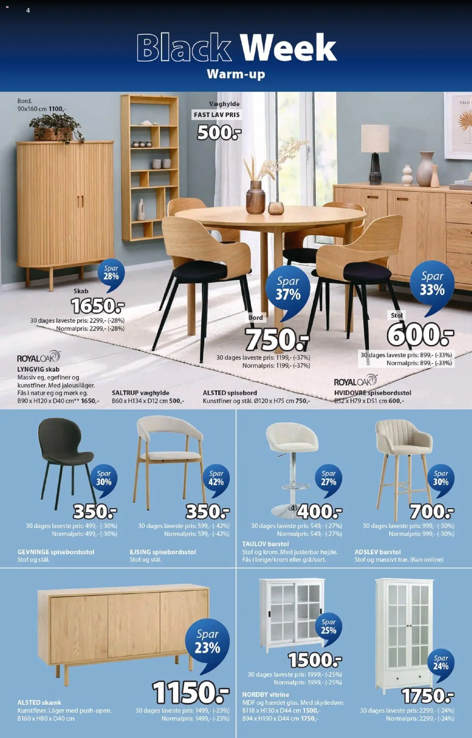 JYSK tilbudsavis – gyldig fra 14.11.2025 | Side: 4 | Produkter: Stol, Stof, Vitrine, Barstol