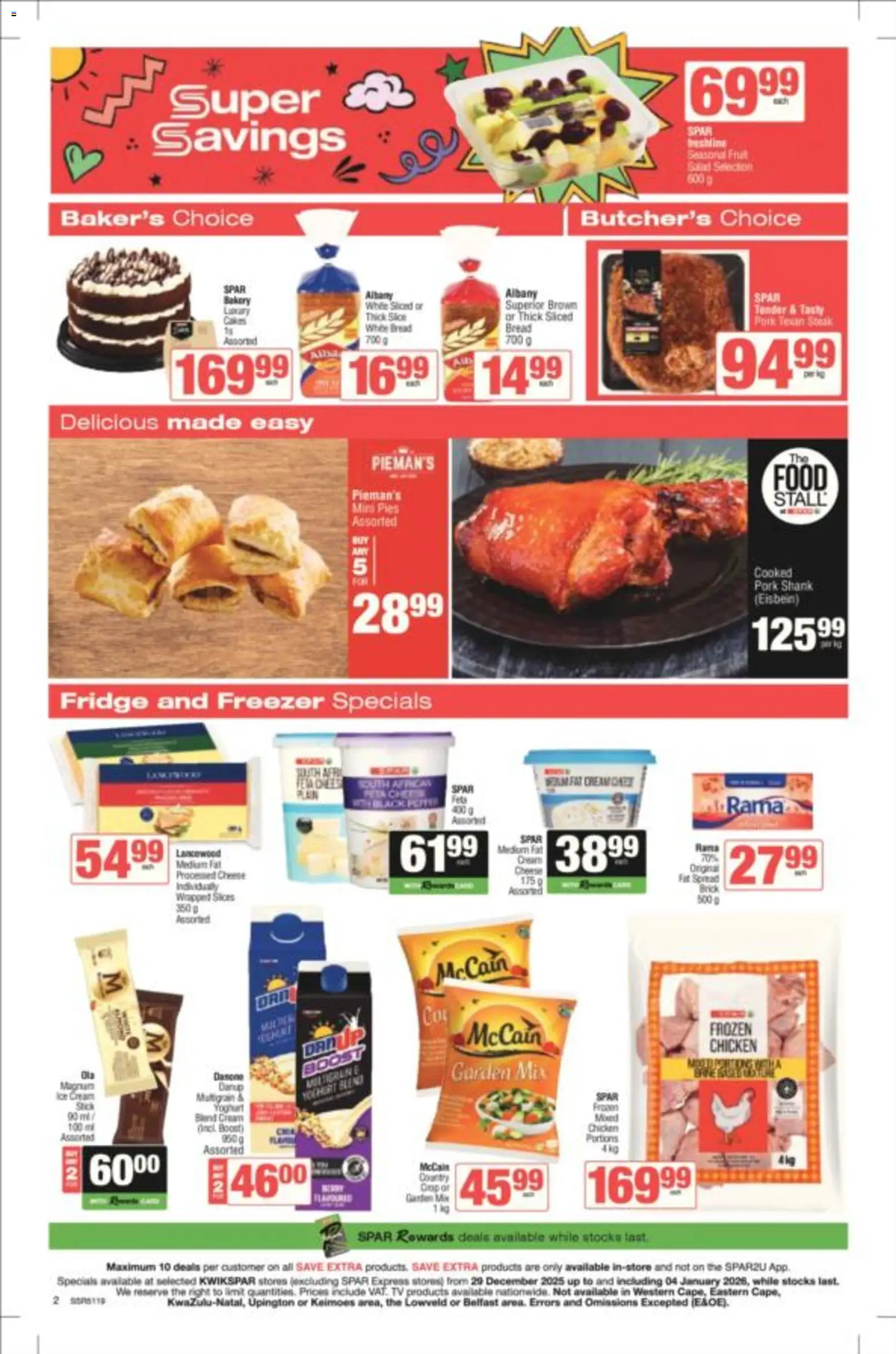 New KWIKSPAR catalogue – valid from 29.12.2025 | Page: 2 | Products: TV, Fridge, Chicken, Fat spread