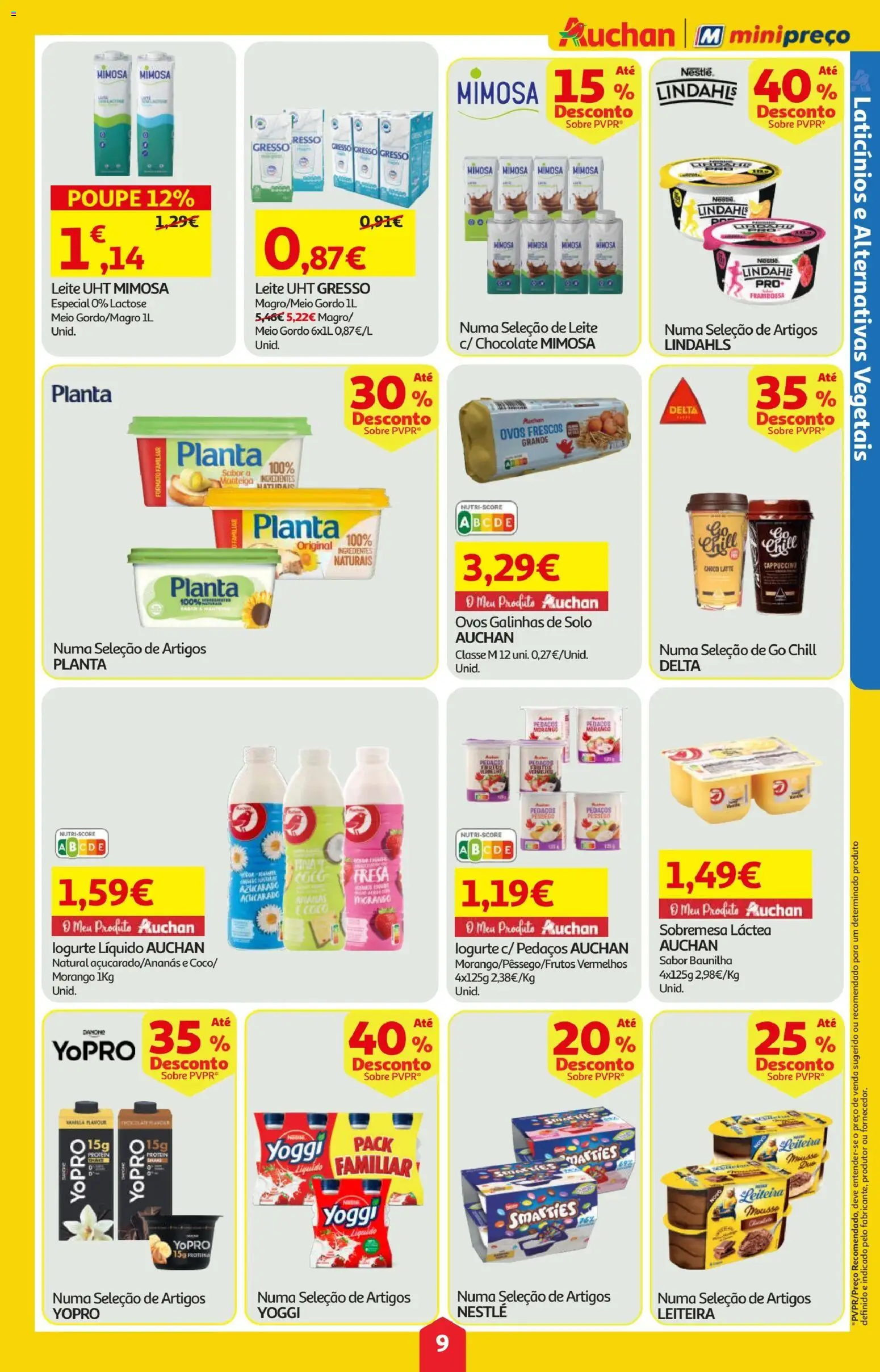 Minipreço folheto │ válido de 09.04.2026 | Página: 9 | Produtos: Leite, Manteiga, Nestlé, Chocolate