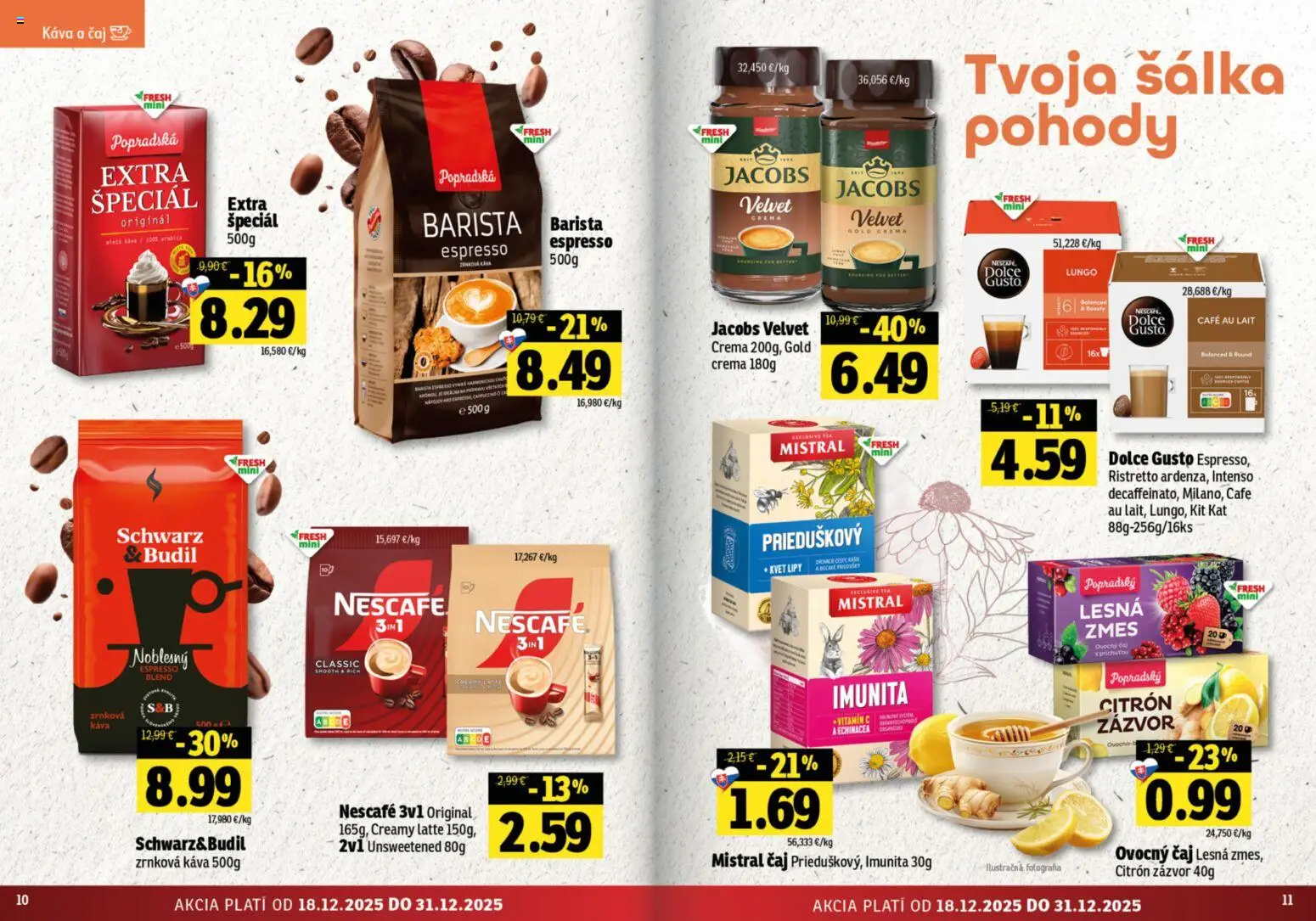 Nové Fresh akcie – leták je platný od 18.12.2025 | Strana: 6 | Produkty: Dolce Gusto, Zázvor, Káva, Zrnková káva