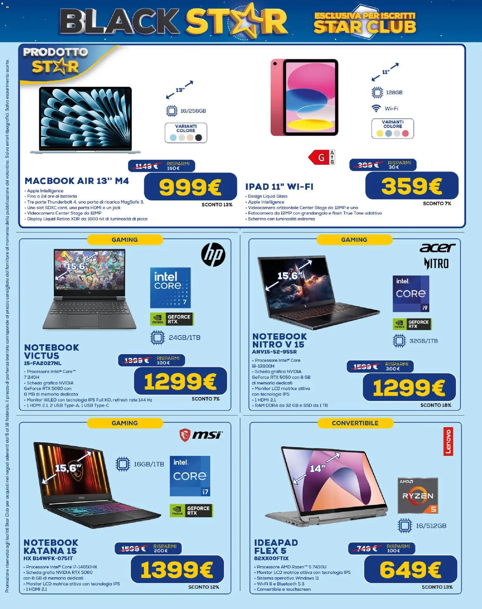 Volantino Euronics del 05.02.2026 | Pagina: 12 | Prodotti: Schermo, Videocamera, Fotocamera, USB