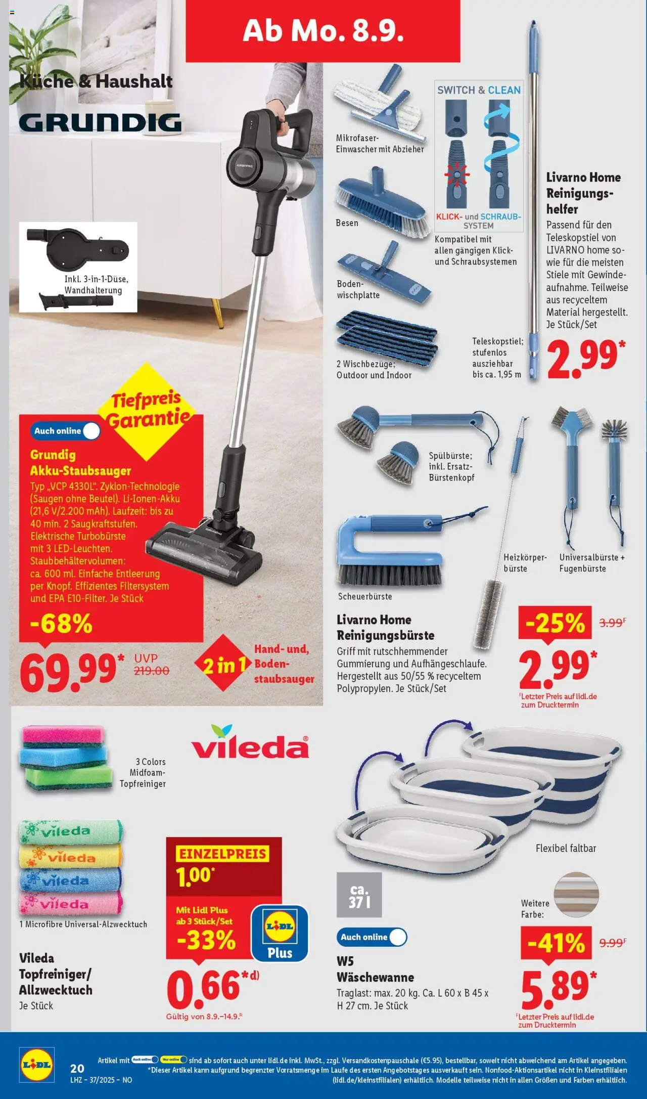 Lidl Prospekt Holzminden	 - gültig ab dem 08.09.2025 | Seite: 14 | Produkte: Staubsauger, Heizkörper, Bürste
