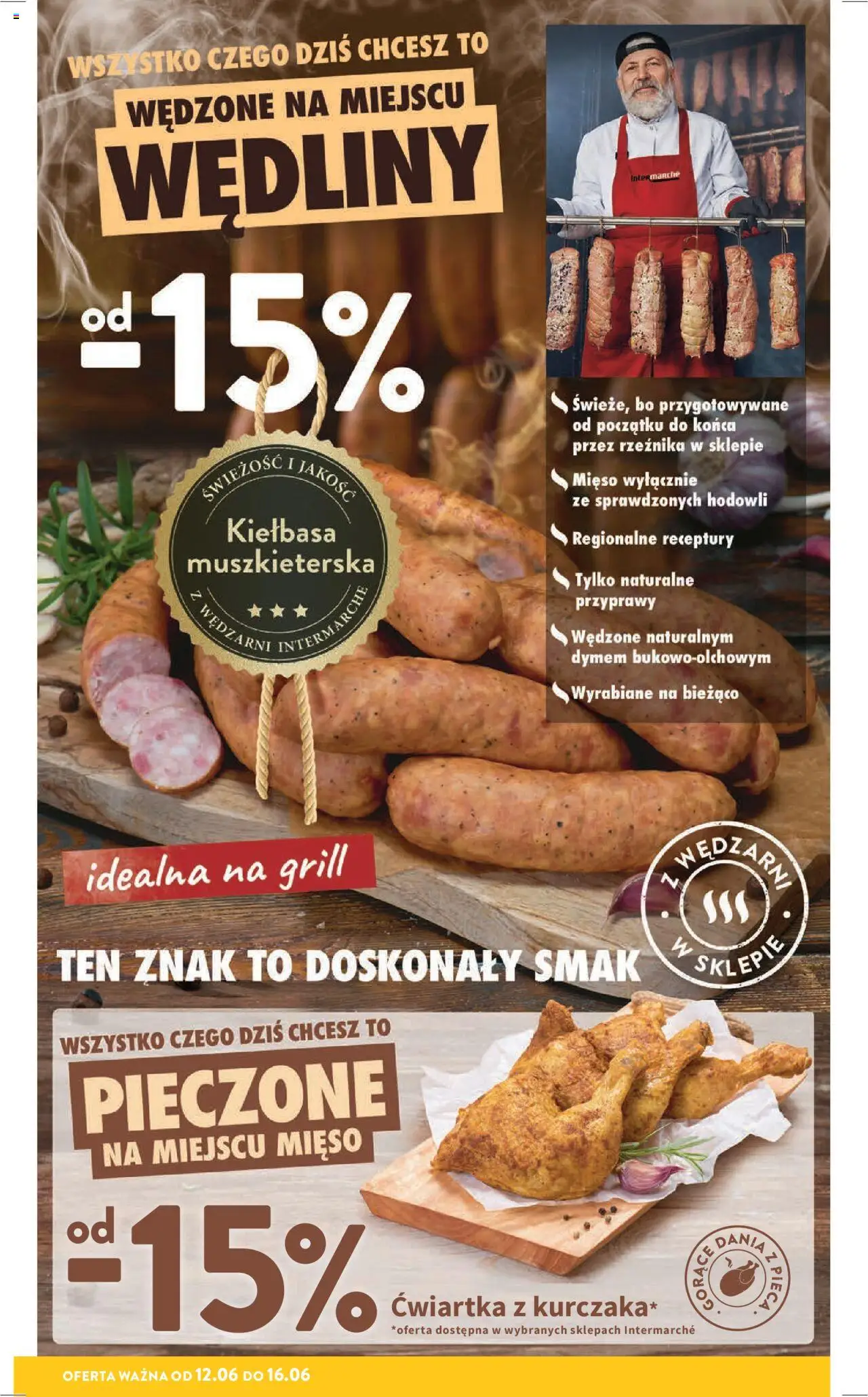 Intermarche Gazetka od 12.06.2025 | Strona: 14 | Produkty: Kiełbasa, Mięso, Grill, Ćwiartka z kurczaka