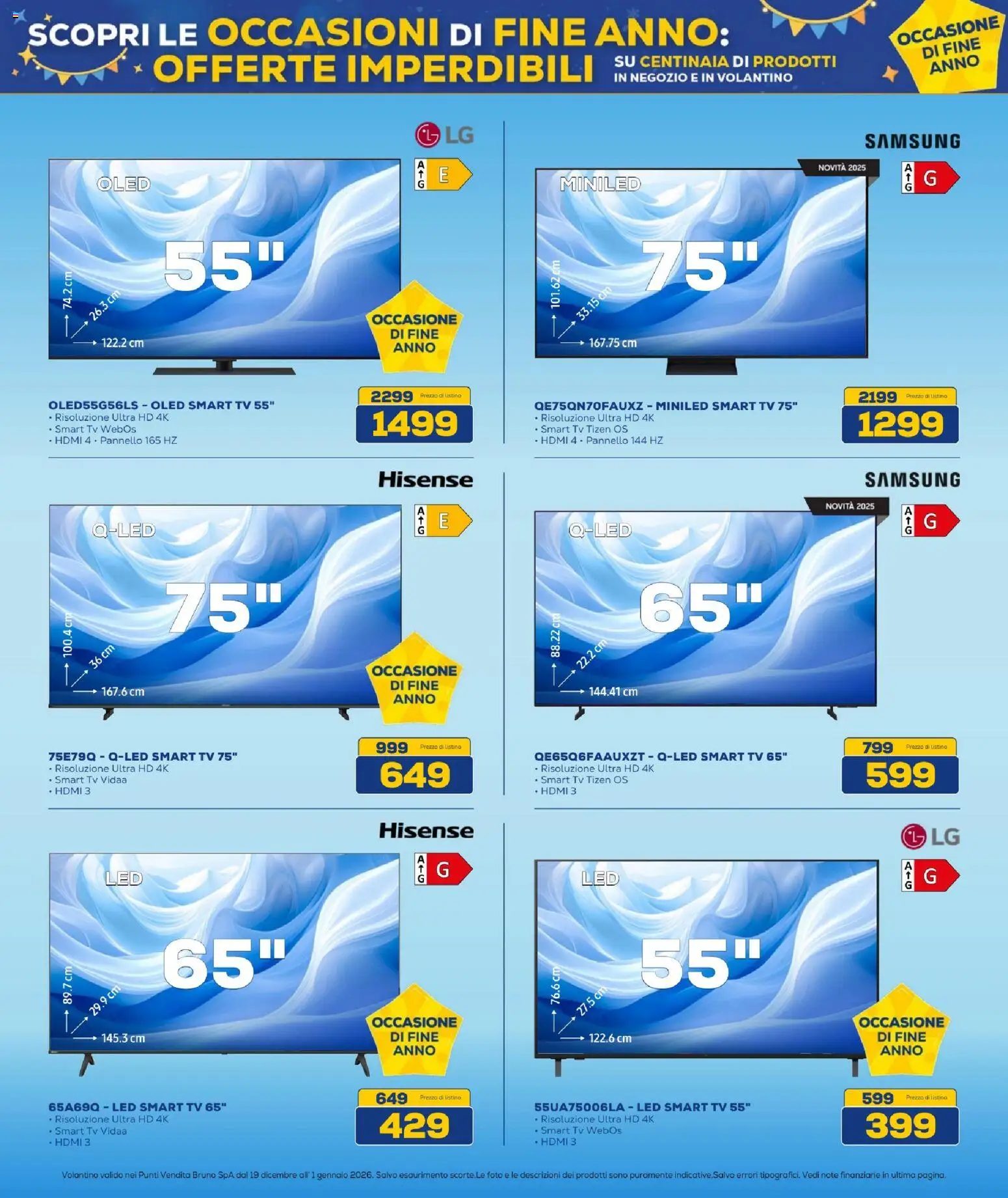 Volantino BRUNO del 19.12.2025 | Pagina: 19 | Prodotti: smart TV, TV, Samsung