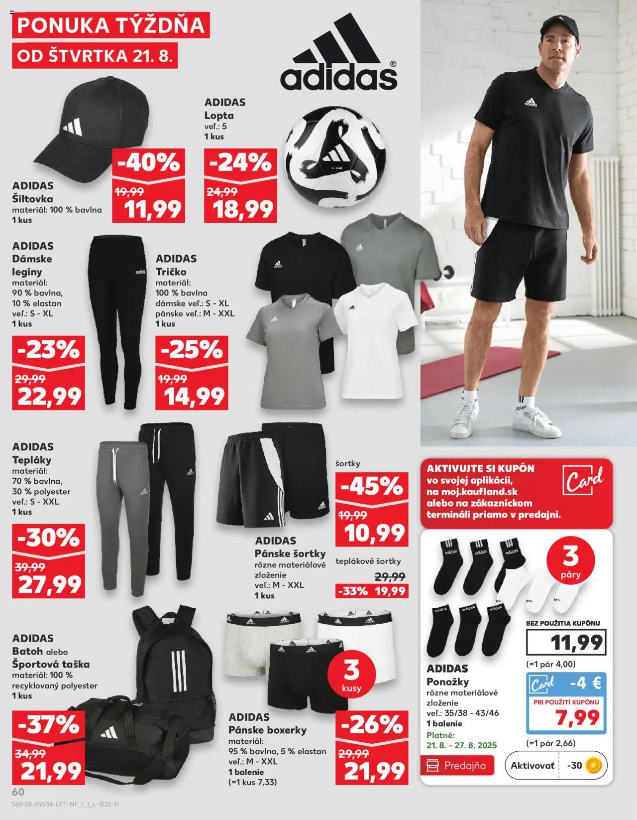 Kaufland Košice-OC Galéria │ platný od 21.08.2025 | Strana: 60 | Produkty: Lopta, Tričko, Legíny, Taška