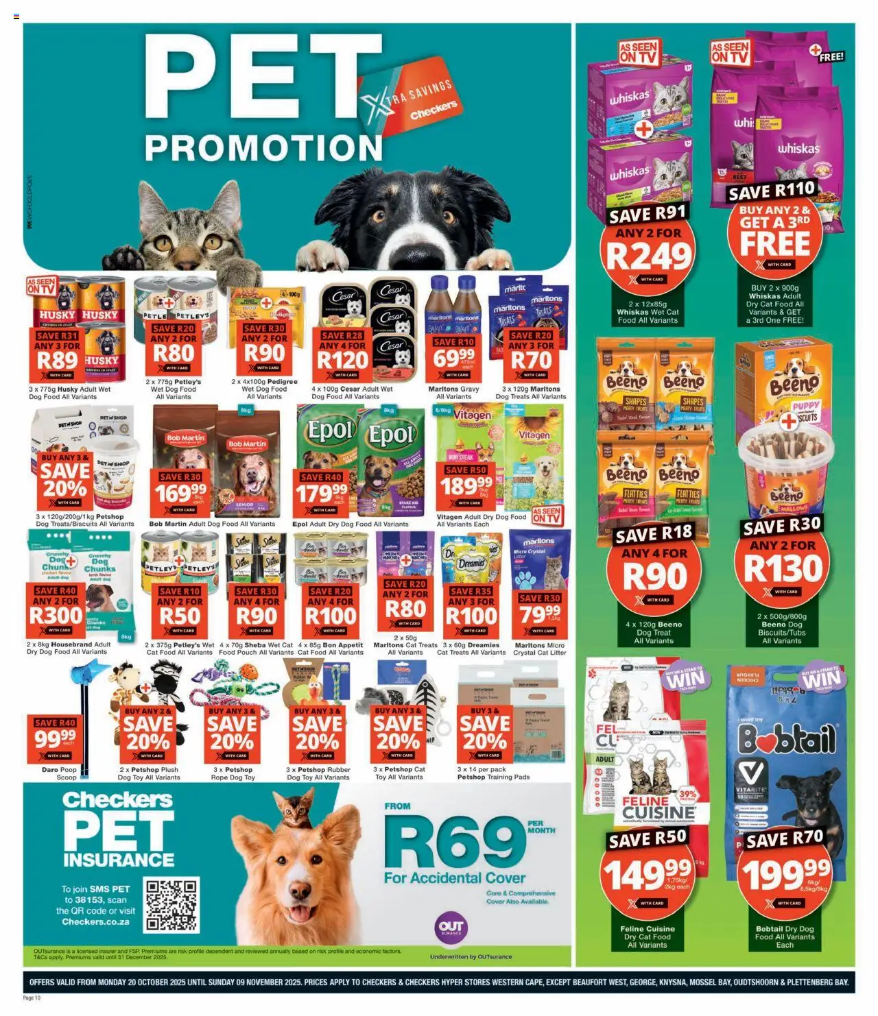 New Checkers catalogue – valid from 20.10.2025 | Page: 10 | Products: Steak, Cat food, Dog food, Cat litter