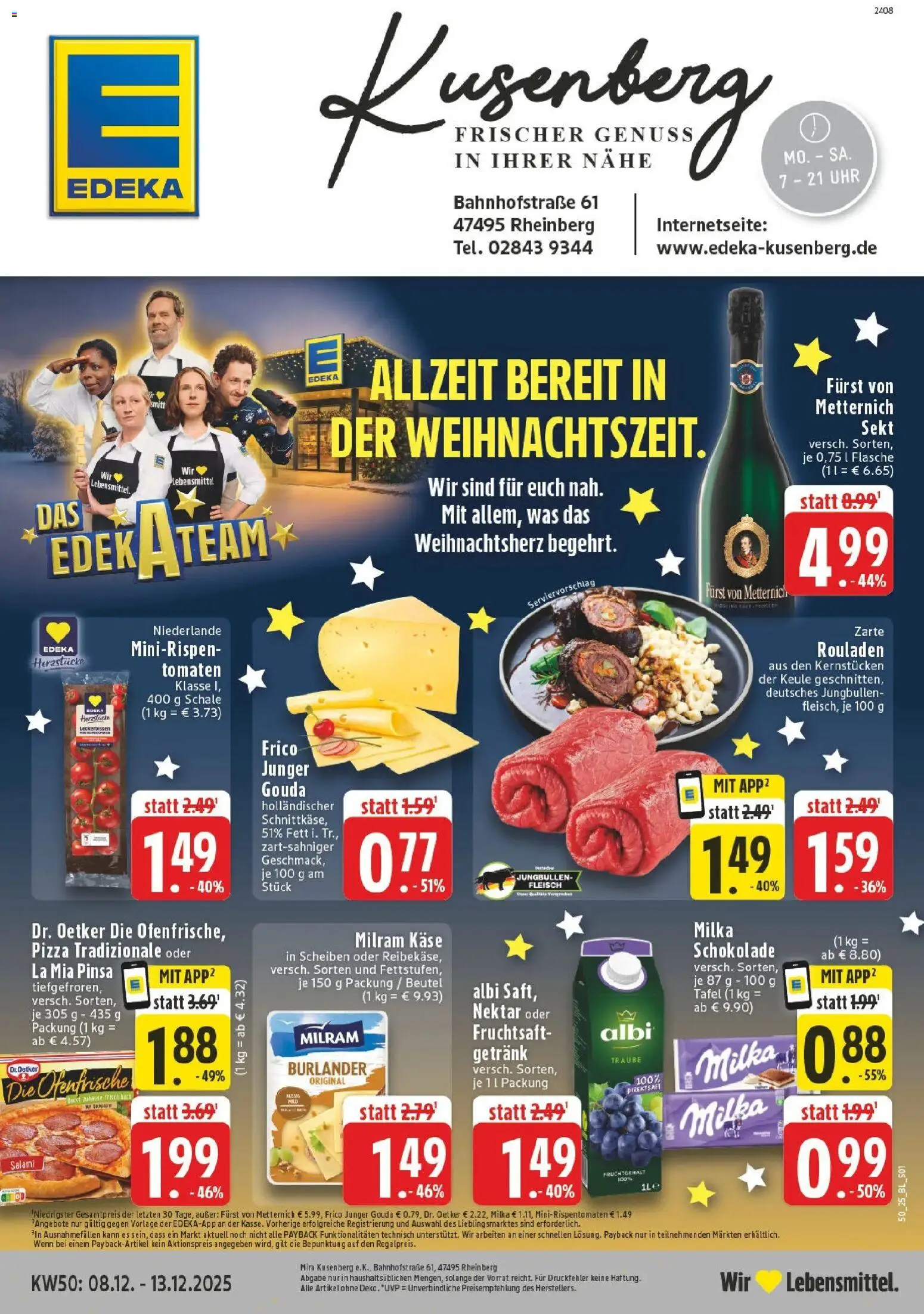 Edeka prospekt Rheinberg	 – gültig ab 07.12.2025 | Seite: 1 | Produkte: Milka, Milram, Salami, Pizza