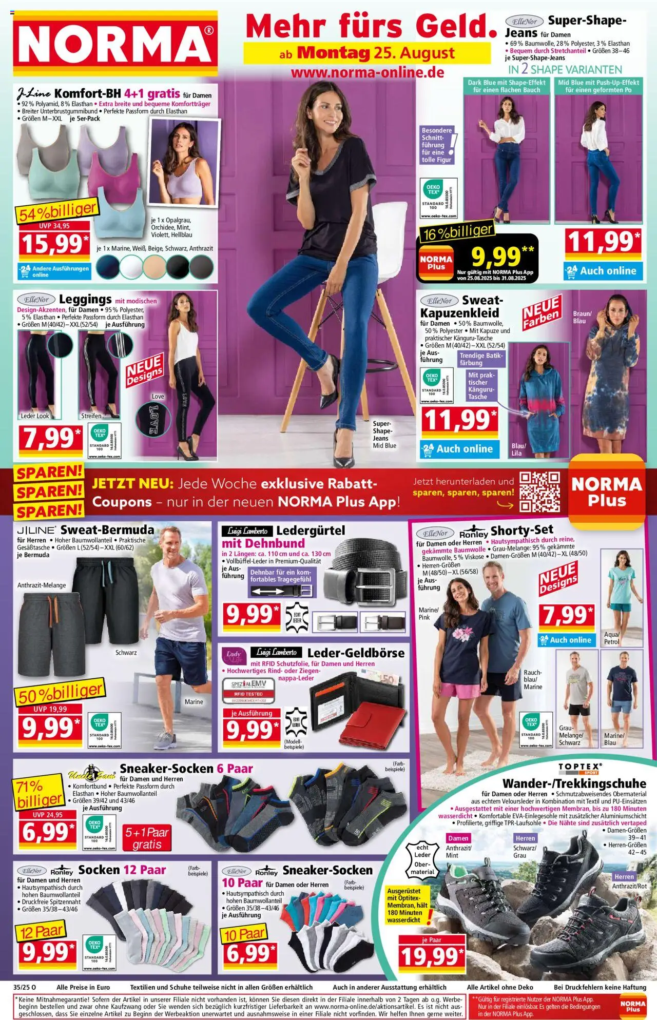 Norma Prospekt 	 - gültig ab dem 25.08.2025 | Seite: 1 | Produkte: Bermuda, Tasche, Socken, Leggings