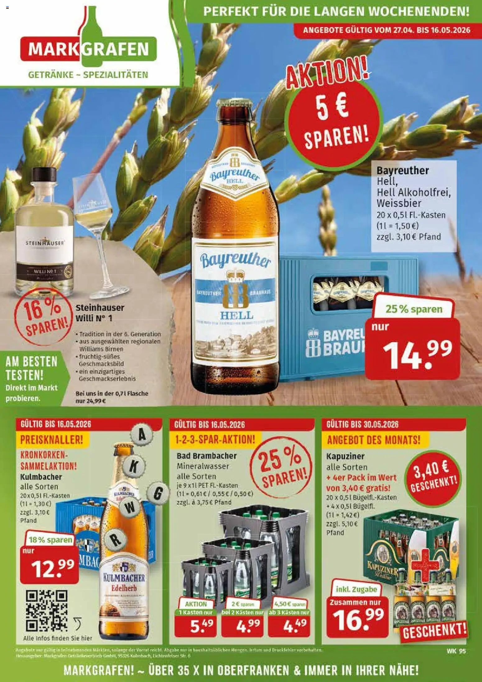 Markgrafen Prospekt – gültig ab 27.04.2026 | Seite: 1 | Produkte: Weißbier, Bad, Mineralwasser