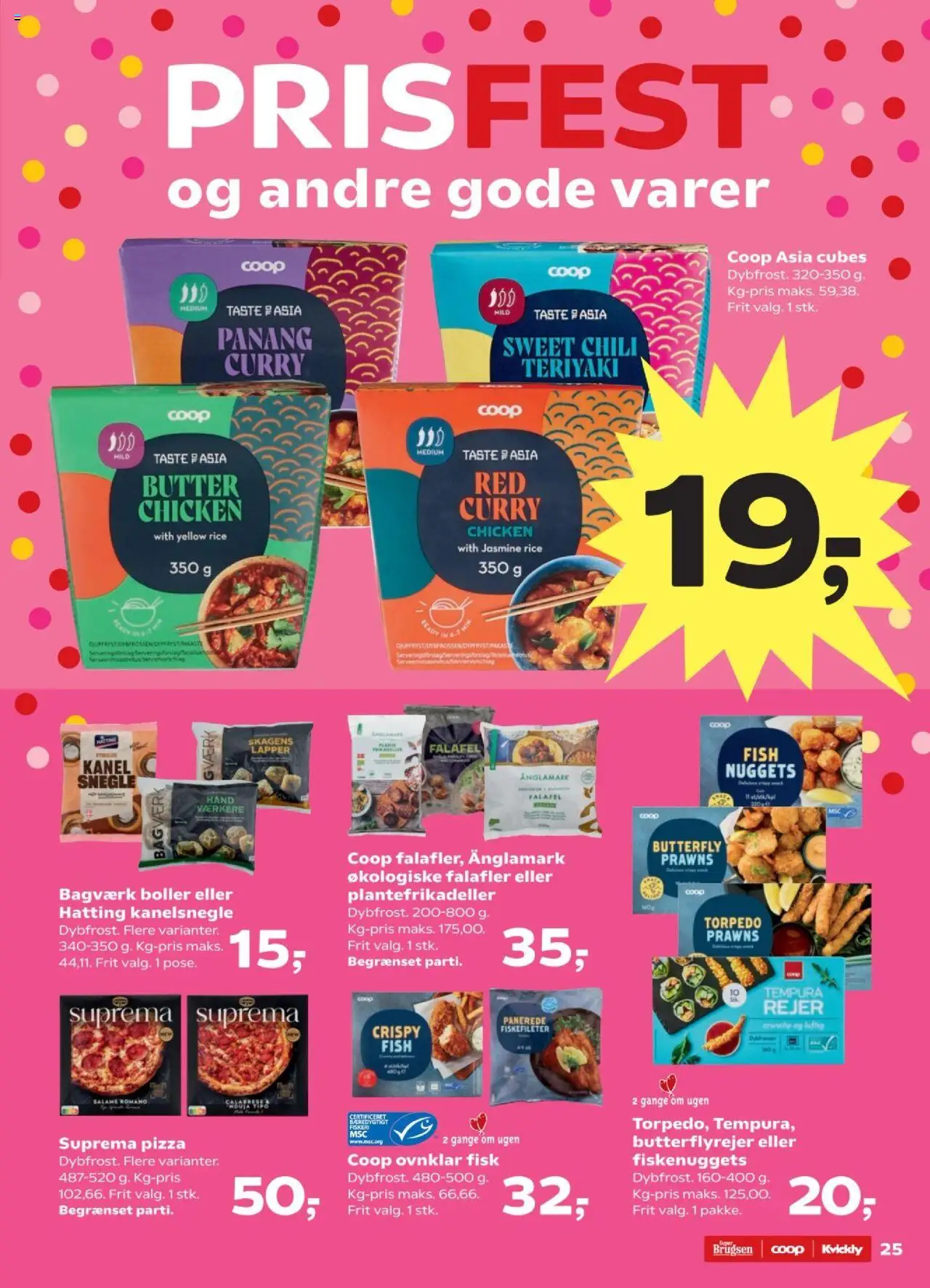 Super Brugsen Tilbudsavis gyldig fra 07.08.2025 | Side: 27 | Produkter: Pizza, Fisk, Nuggets, Rejer