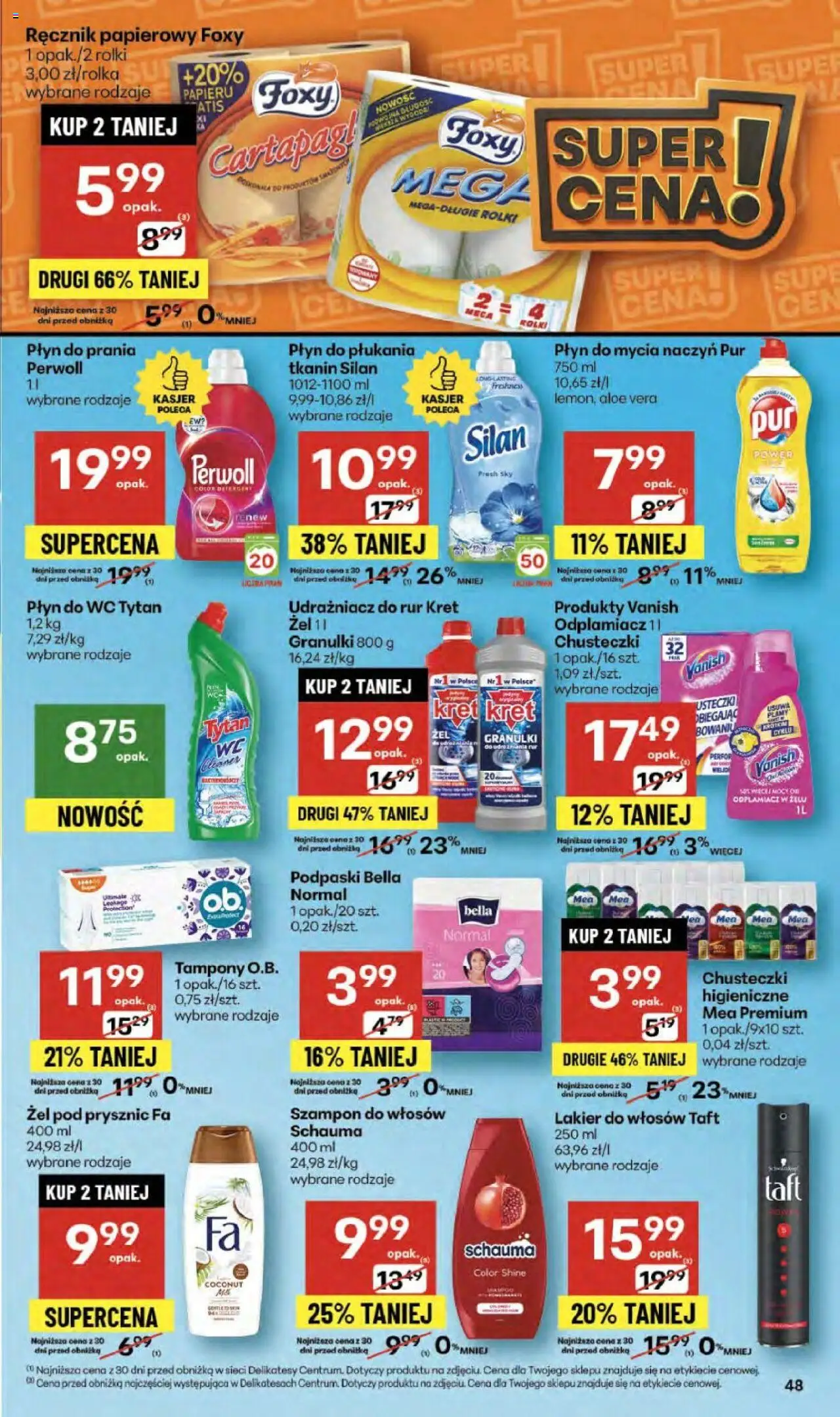 Delikatesy Centrum Gazetka od 02.10.2025 | Strona: 48 | Produkty: Rolki, Cleaner, Podpaski, Detergent
