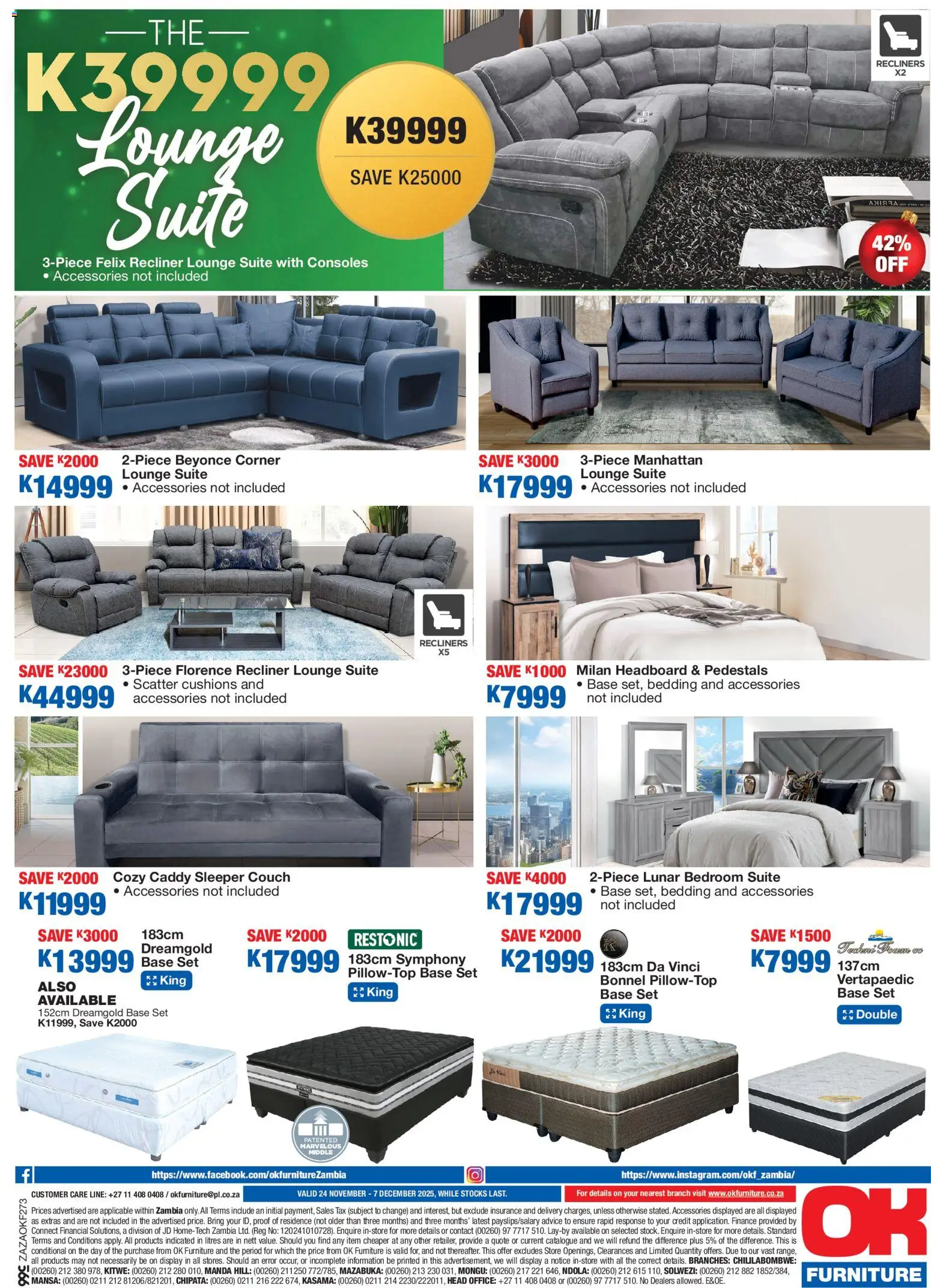 New OK Furniture catalogue – valid from 24.11.2025 | Page: 4 | Products: Headboard, Couch, Lounge suite