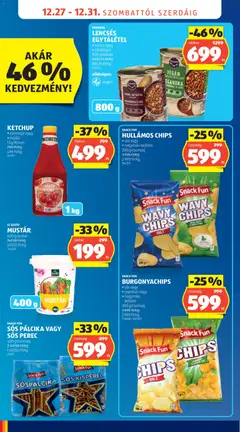 HULLÁMOS CHIPS, • sós vagy • hagymás-tejfölös 200 g/csomag - amely érvényes a következő dátumtól: 27.12.2025 | Oldal: 24