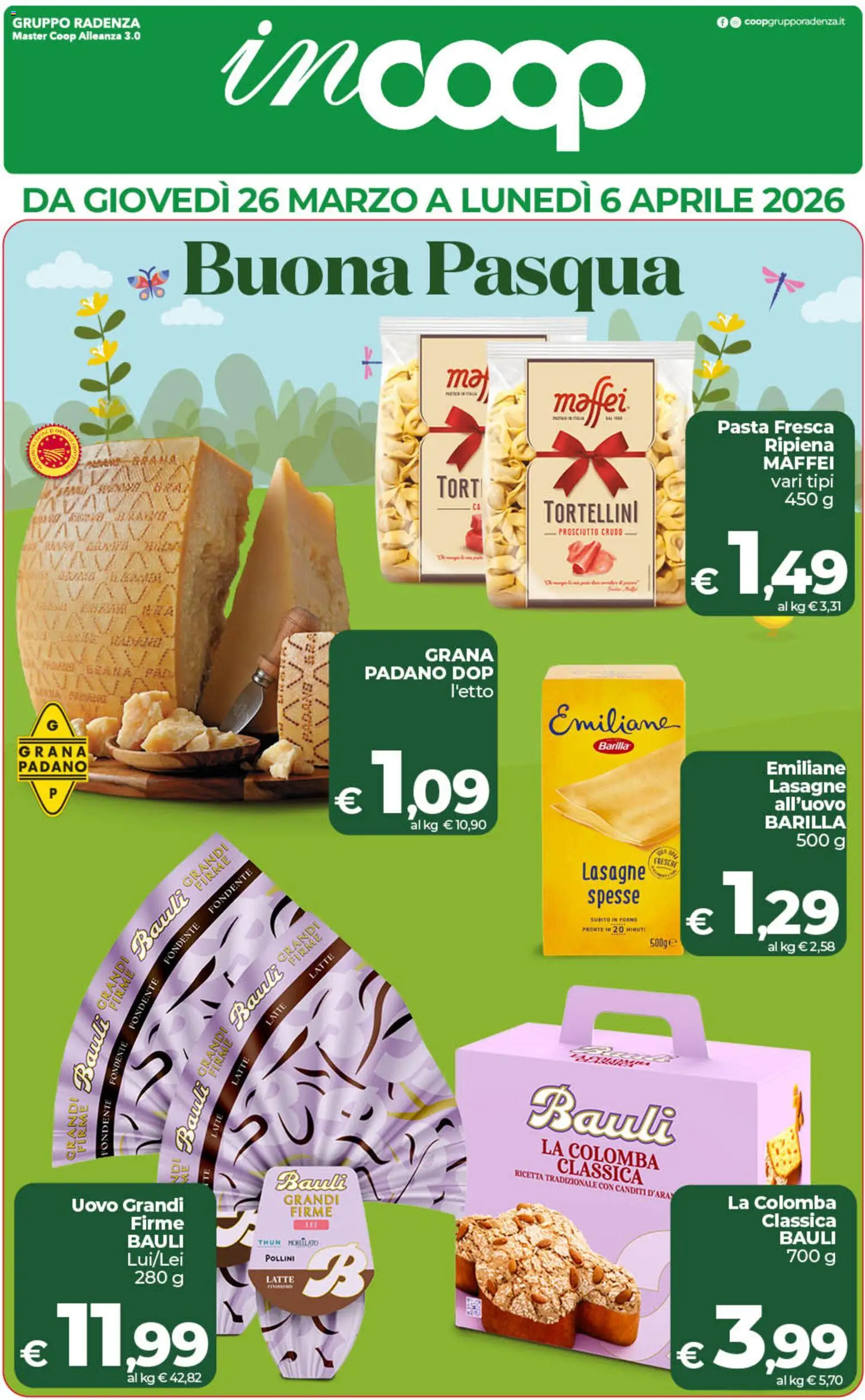Volantino COOP del 26.03.2026 | Pagina: 1 | Prodotti: Prosciutto Crudo, Latte, Pasta, Forno