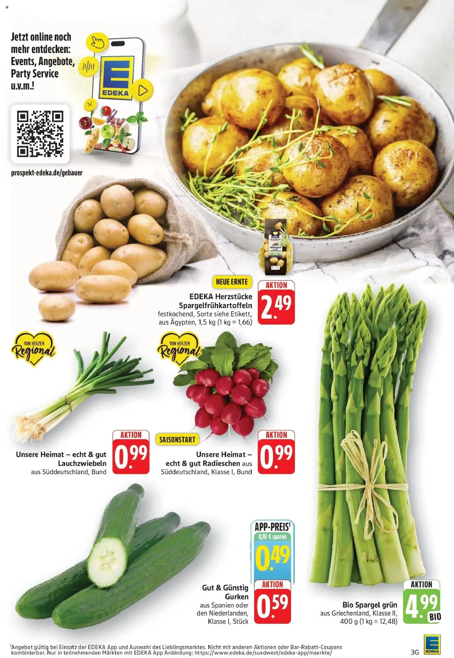 Edeka prospekt Geislingen	 – gültig ab 30.03.2026 | Seite: 3 | Produkte: Spargel, Gurken