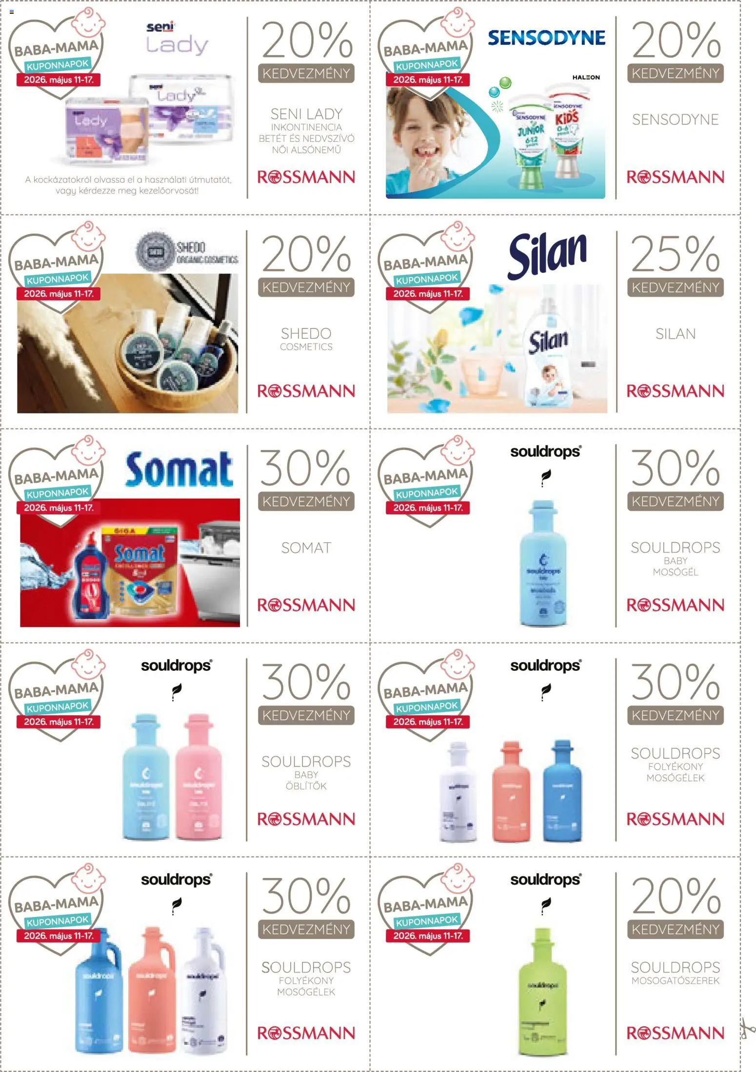 Rossmann akciós ujság - amely érvényes a következő dátumtól: 11.05.2026 | Oldal: 24 | Termékek: Somat, Mosógél