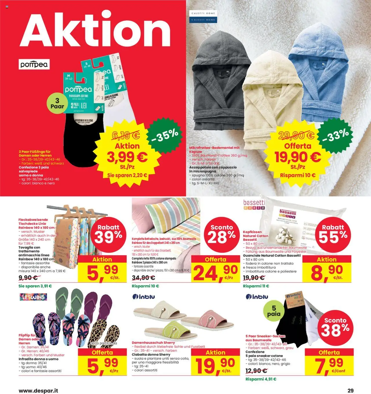 Volantino Interspar del 05.06.2025 | Pagina: 29 | Prodotti: Spugna, Accappatoio, Infradito, Guanciale