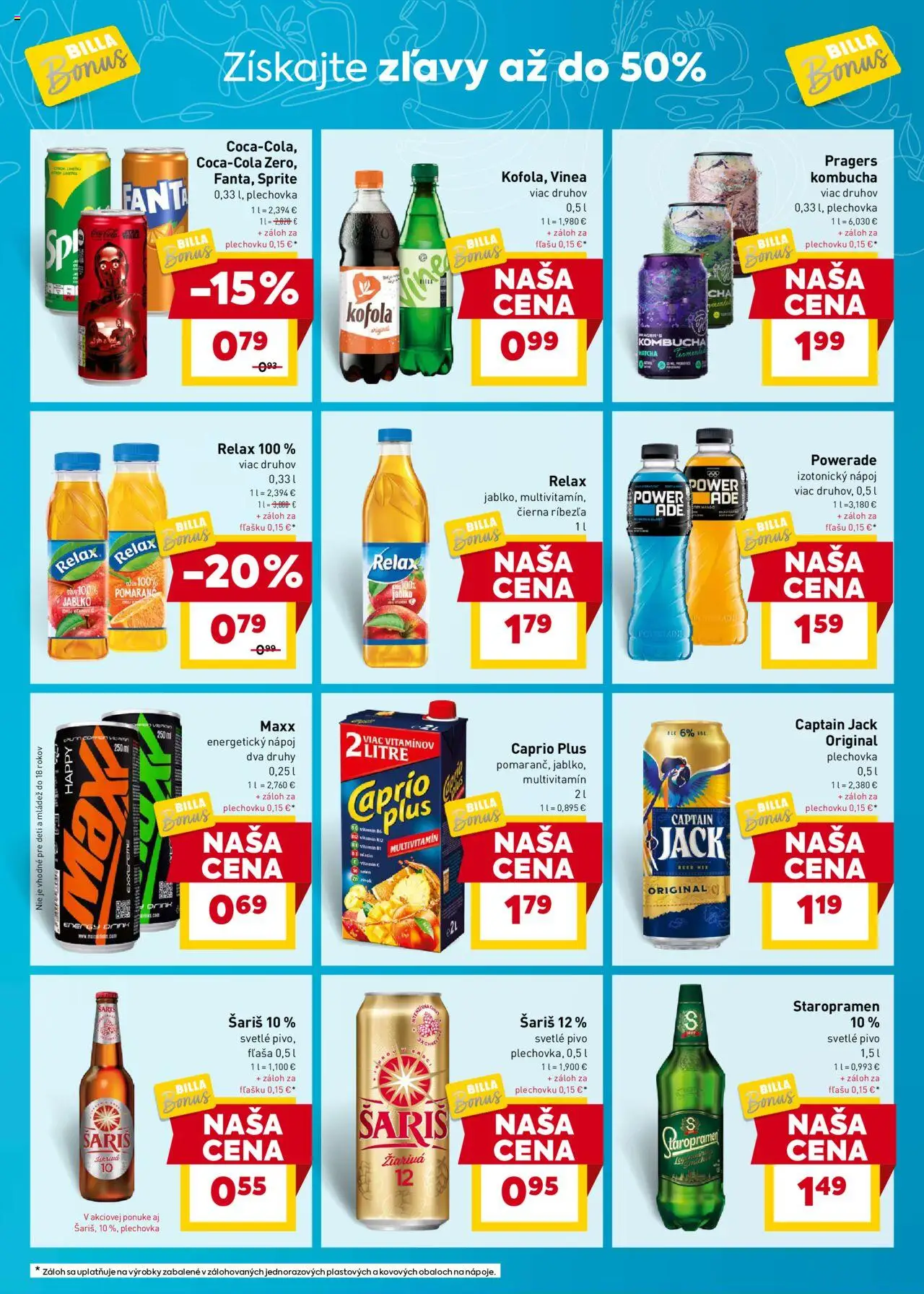 Nové Billa akcie – leták je platný od 15.10.2025 | Strana: 9 | Produkty: Pivo, Sprite, Staropramen, Vinea